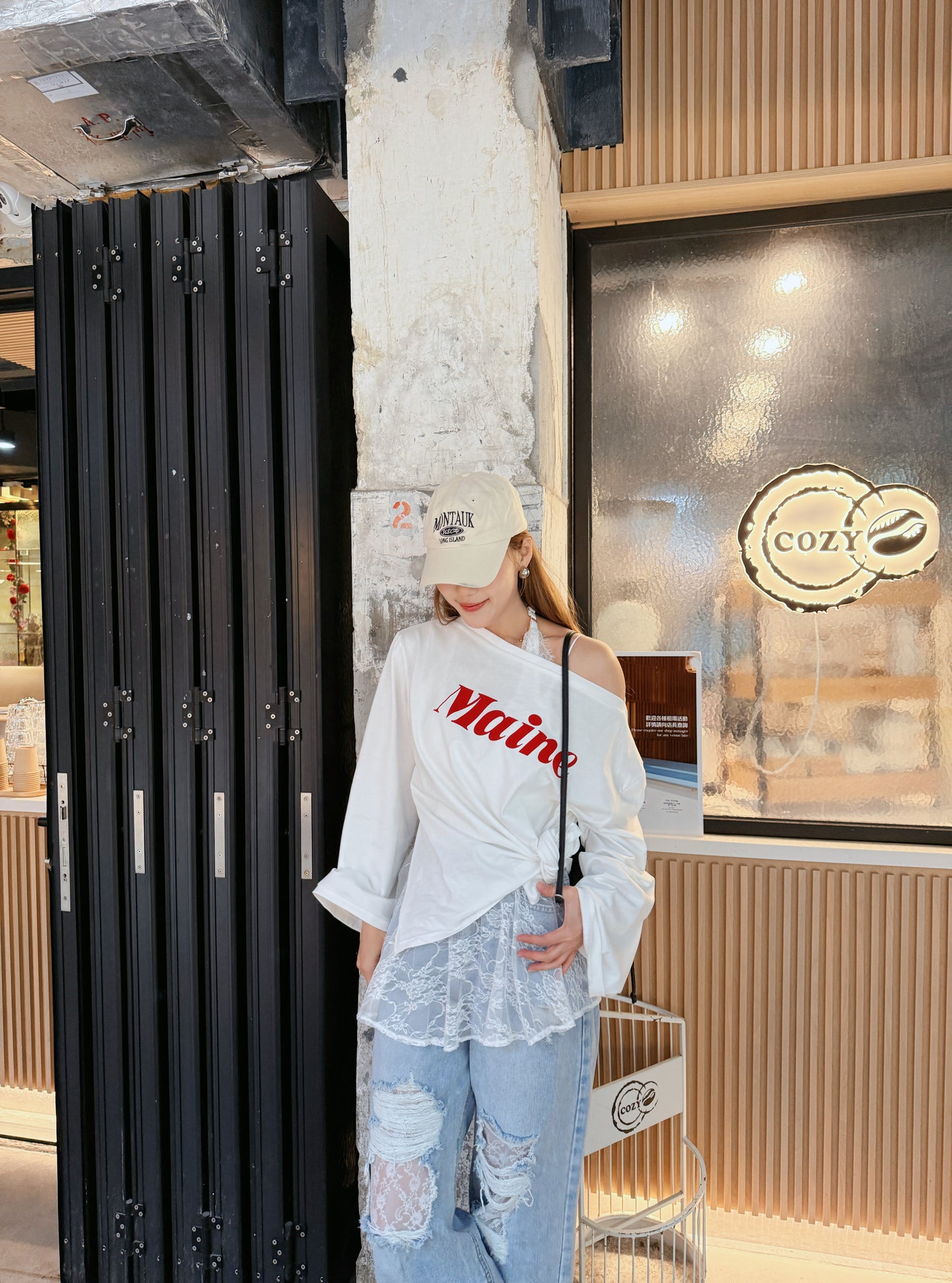 CU-淺洗水破爛lace牛仔褲(S/M)