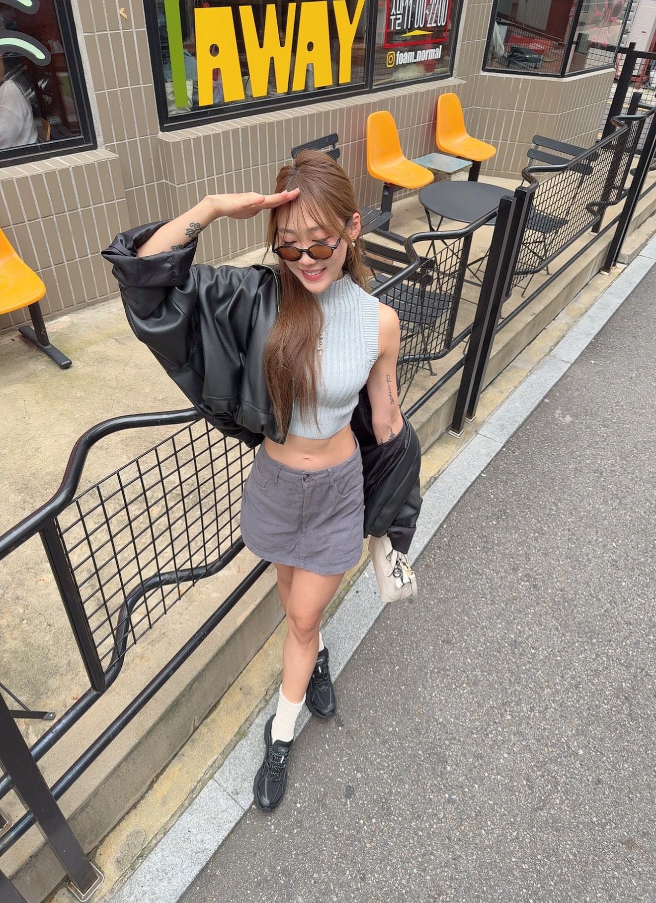 歐美Oversize高領皮褸