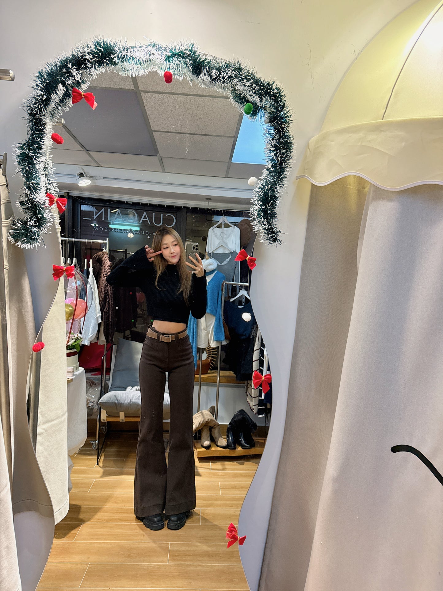 CU-復古棕啡喇叭褲(S/M/L)