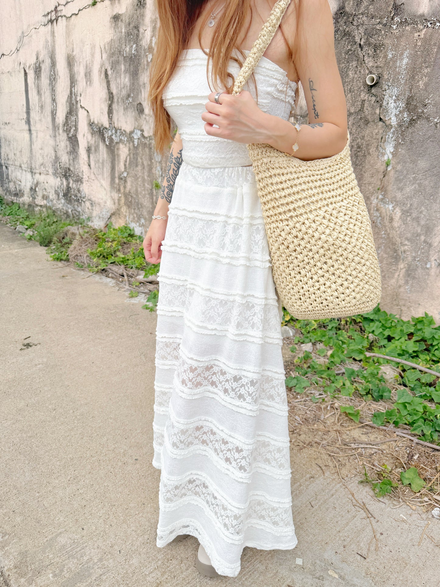 Lace tube top set