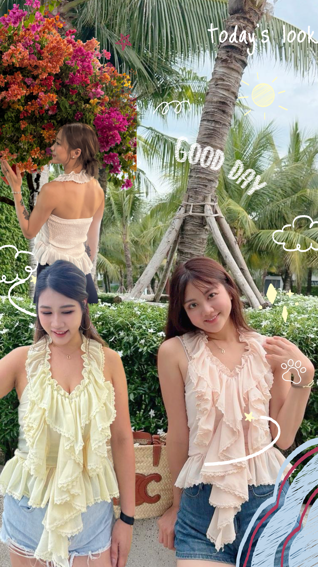 Reliy top (peach/yellow/white)