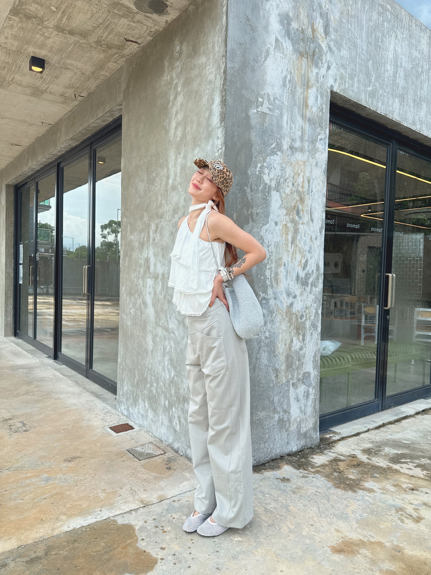 CU-伯爵茶灰直筒cargo pants (free size)