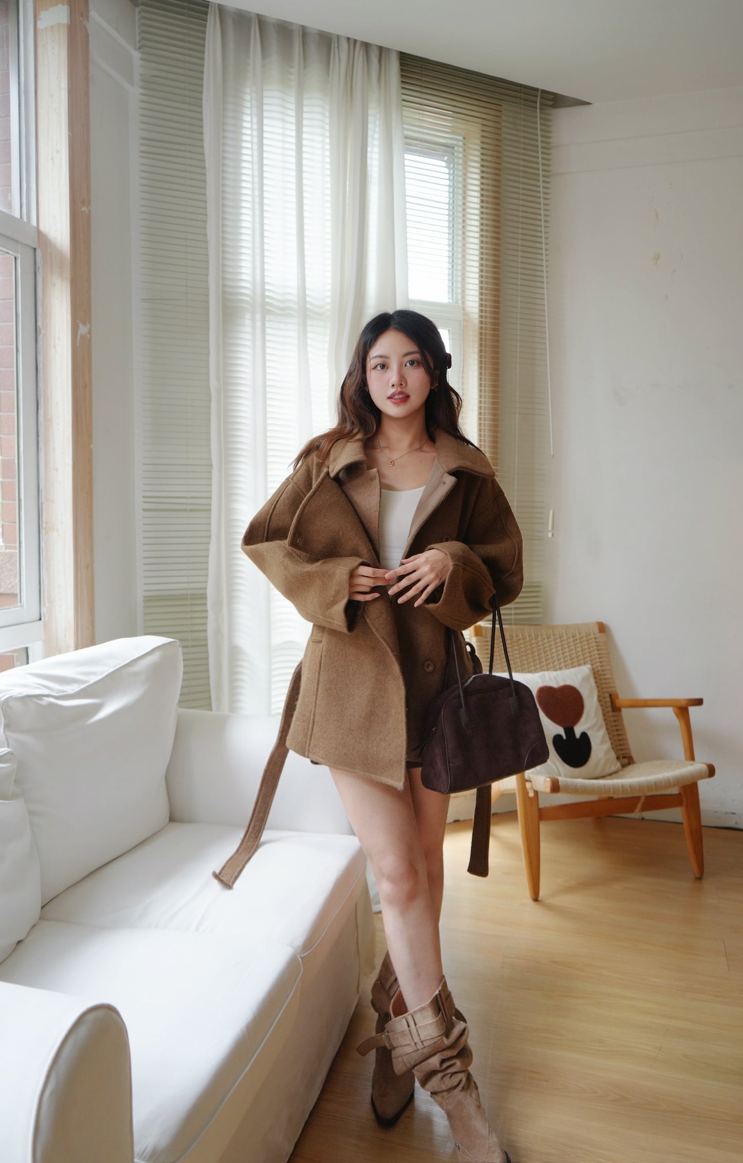 CU- 高級羊絨毛中長大褸