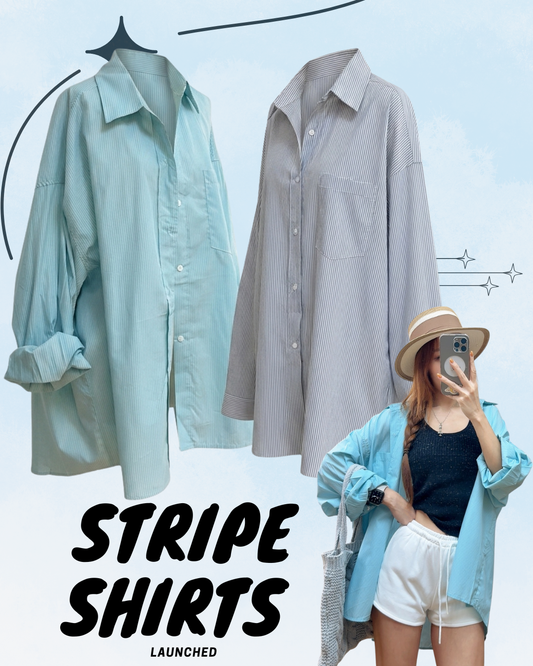 CU-Stripe oversize shirt (mint/blue)