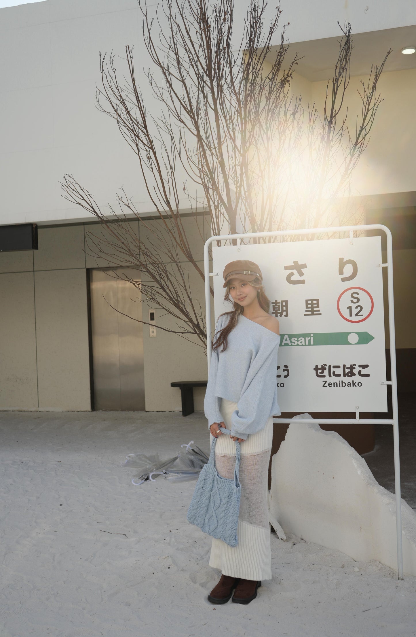 CU聖誕限定-雪絨針織錯覺魚尾裙（白/啡）