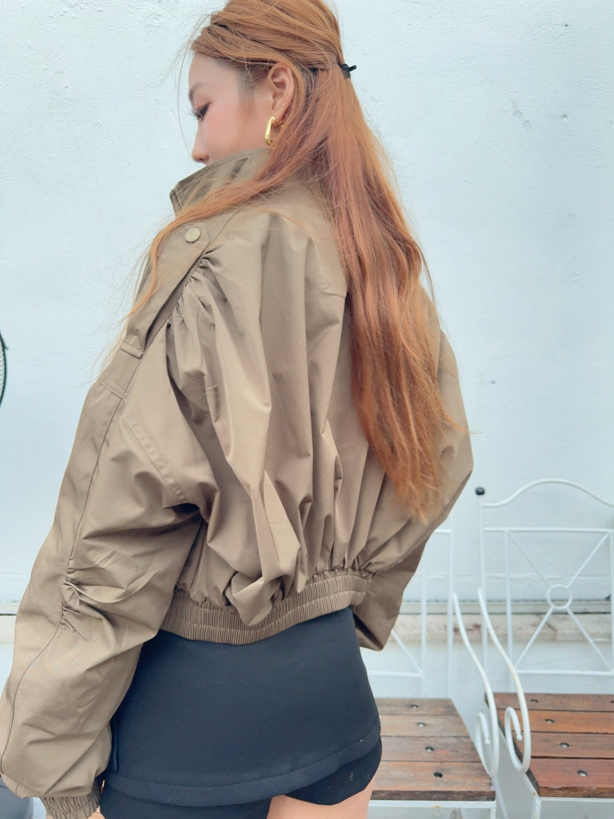 「摩登街頭」工裝風立領抽繩短款jacket