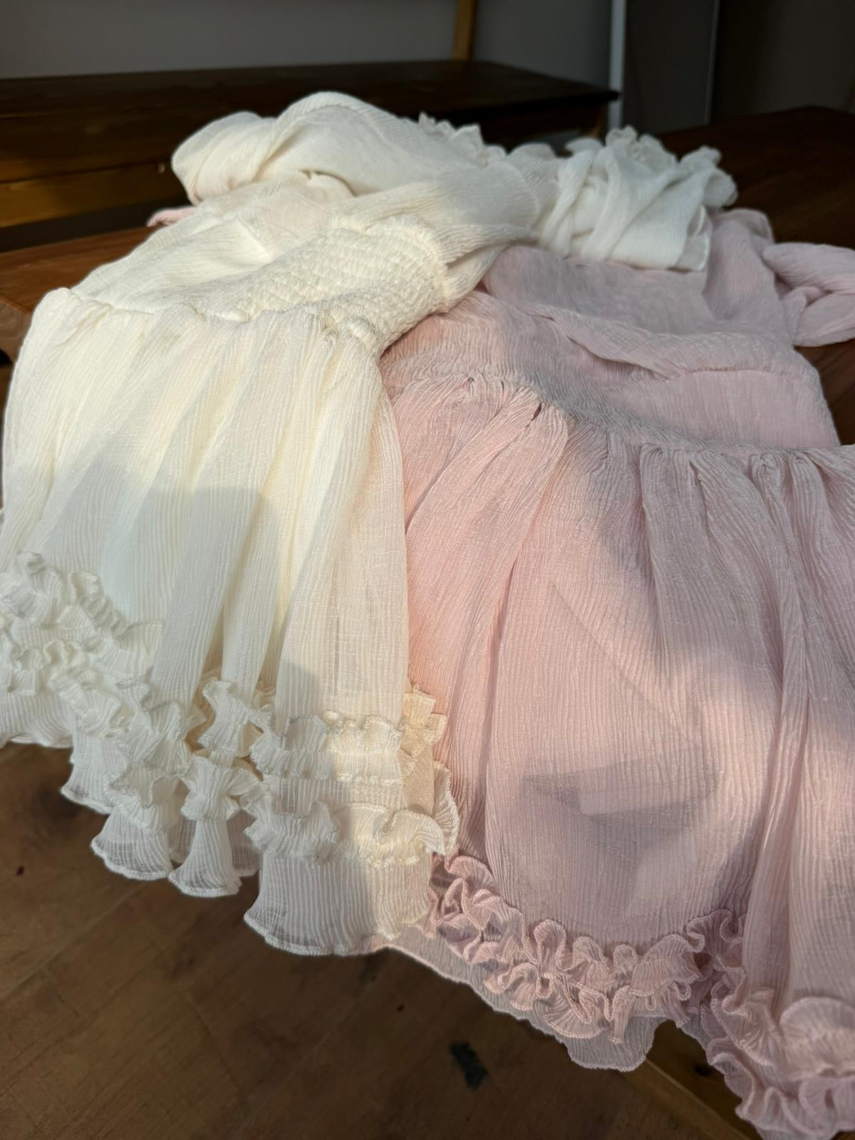 CU推薦* 透紗V領蓬蓬連身裙（櫻花粉）