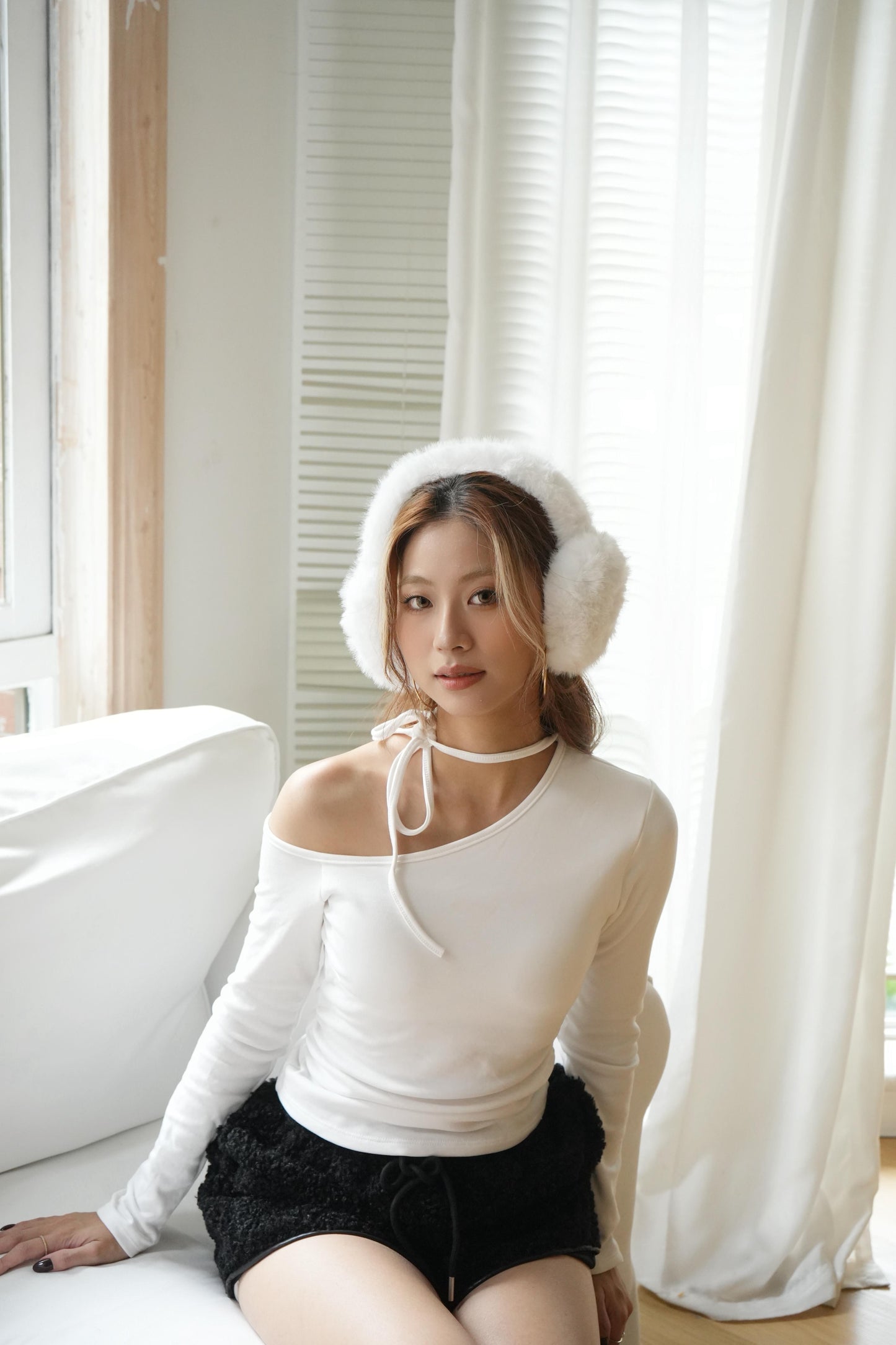 冬日加絨斜膊ribbon Bra Top