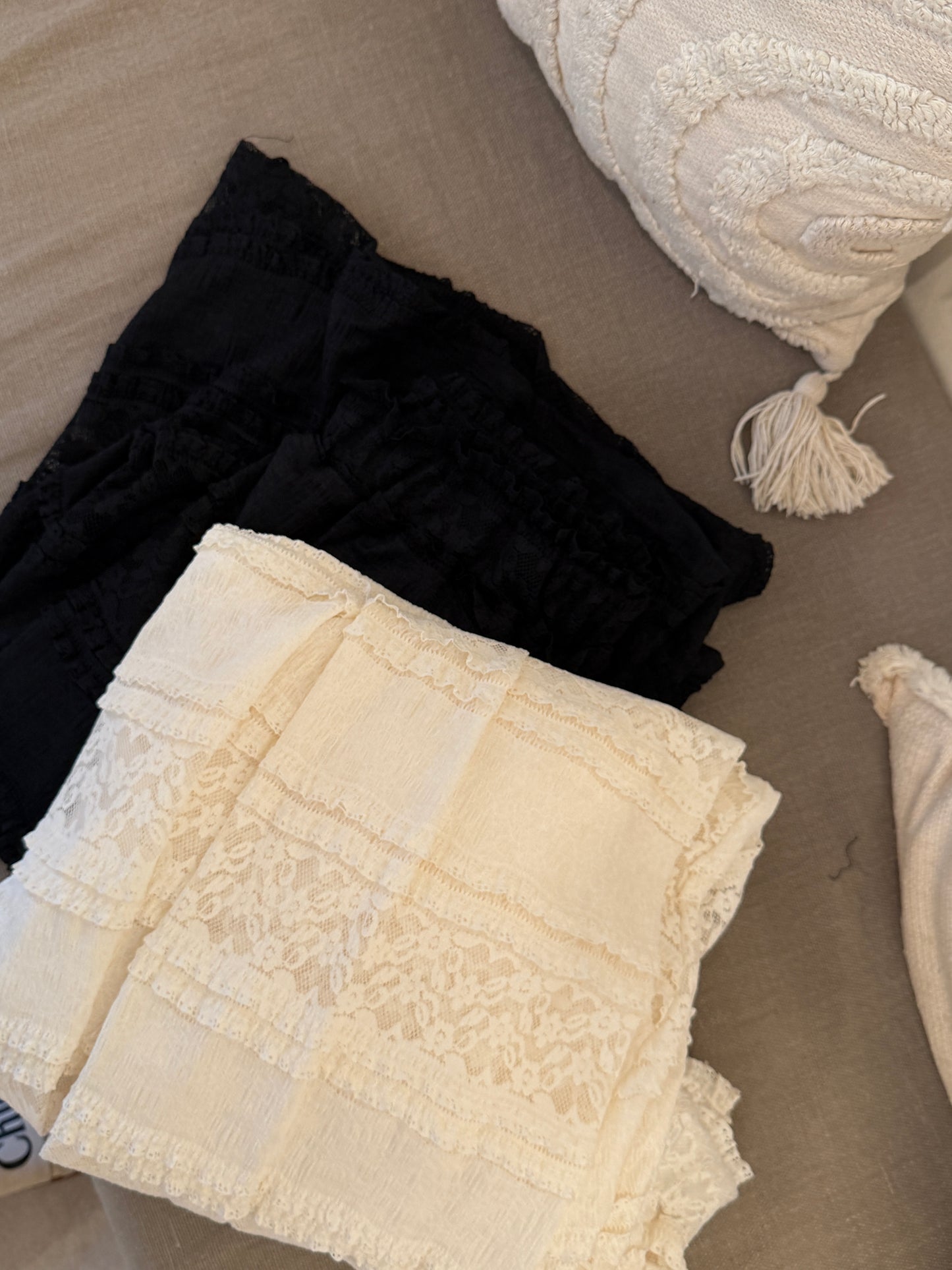 回歸款* lace tube top set (black/white)