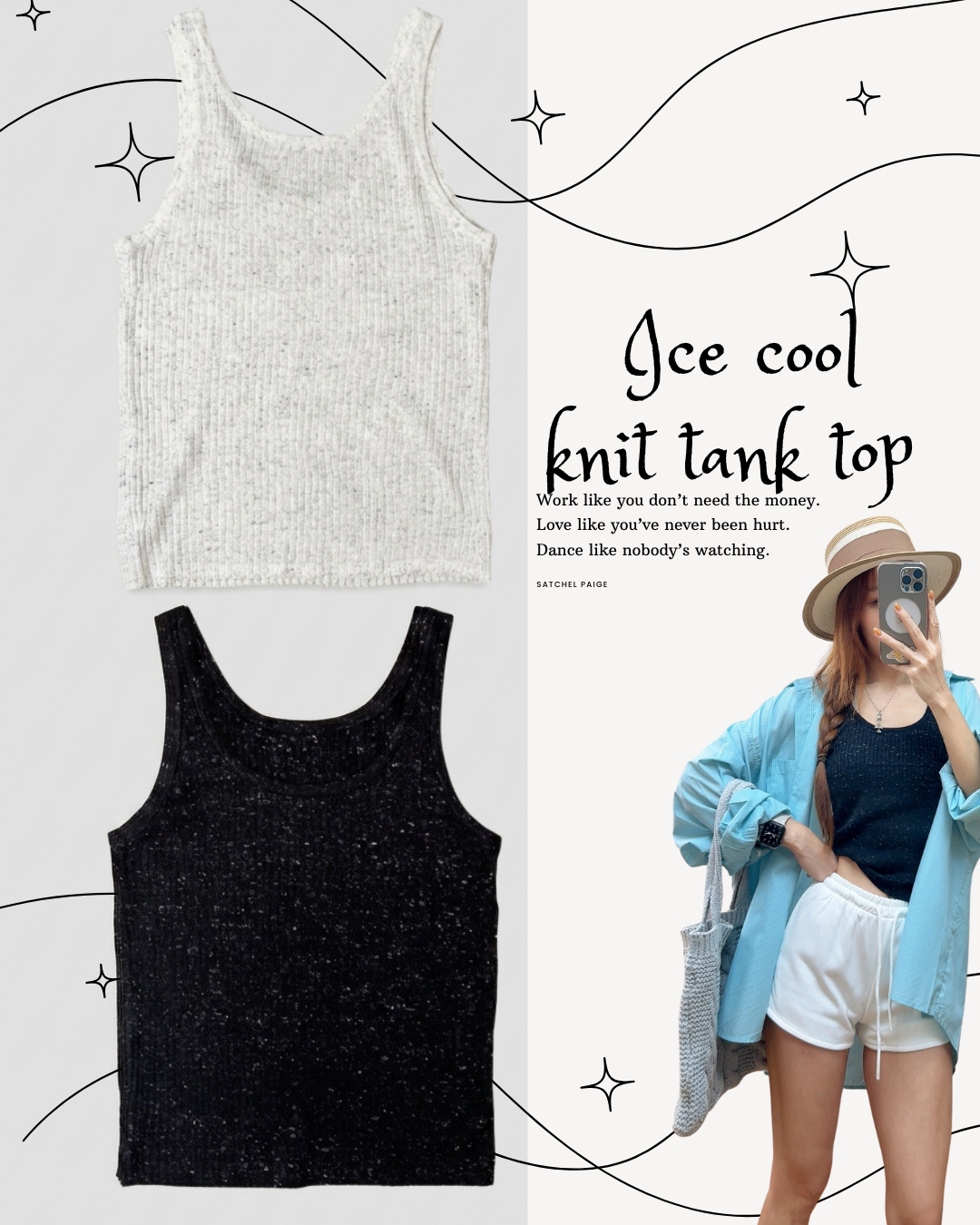 CU-Ice cook knit tank top(grey/black)