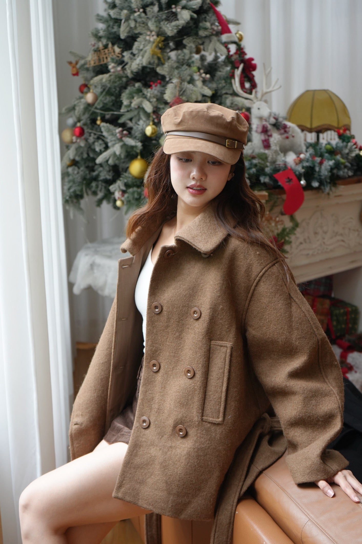 CU- 高級羊絨毛中長大褸