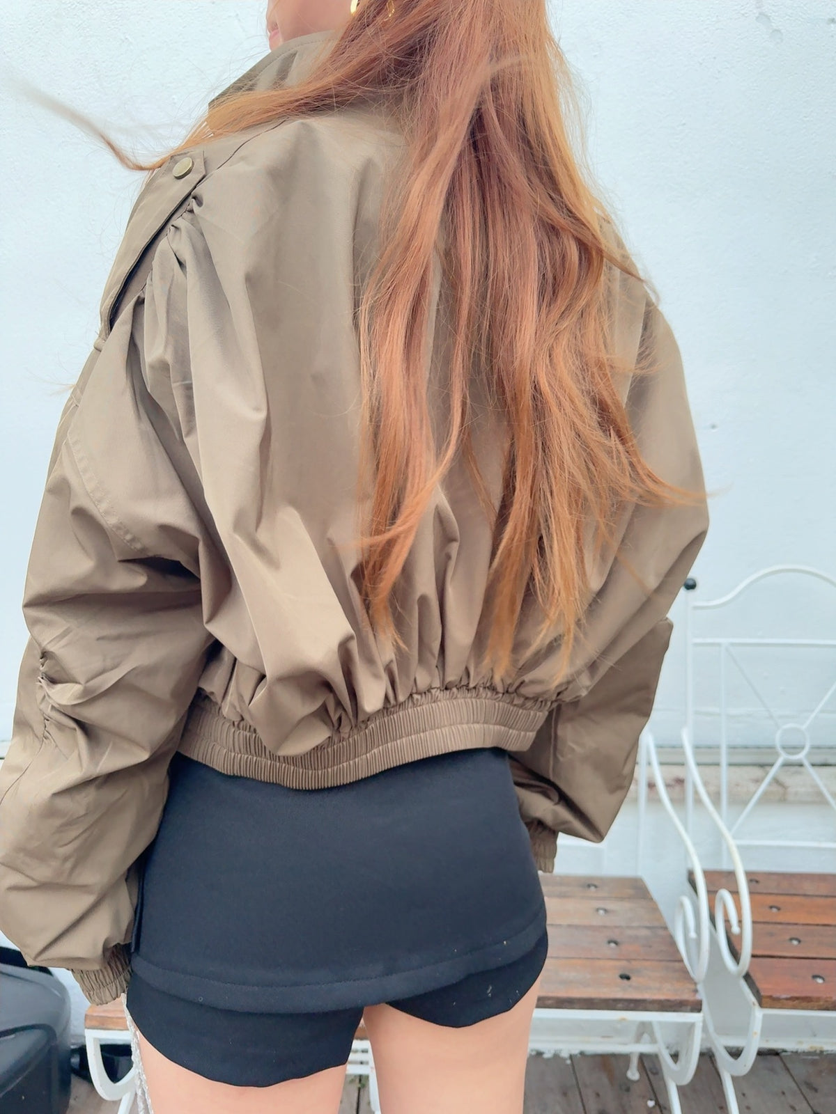「摩登街頭」工裝風立領抽繩短款jacket