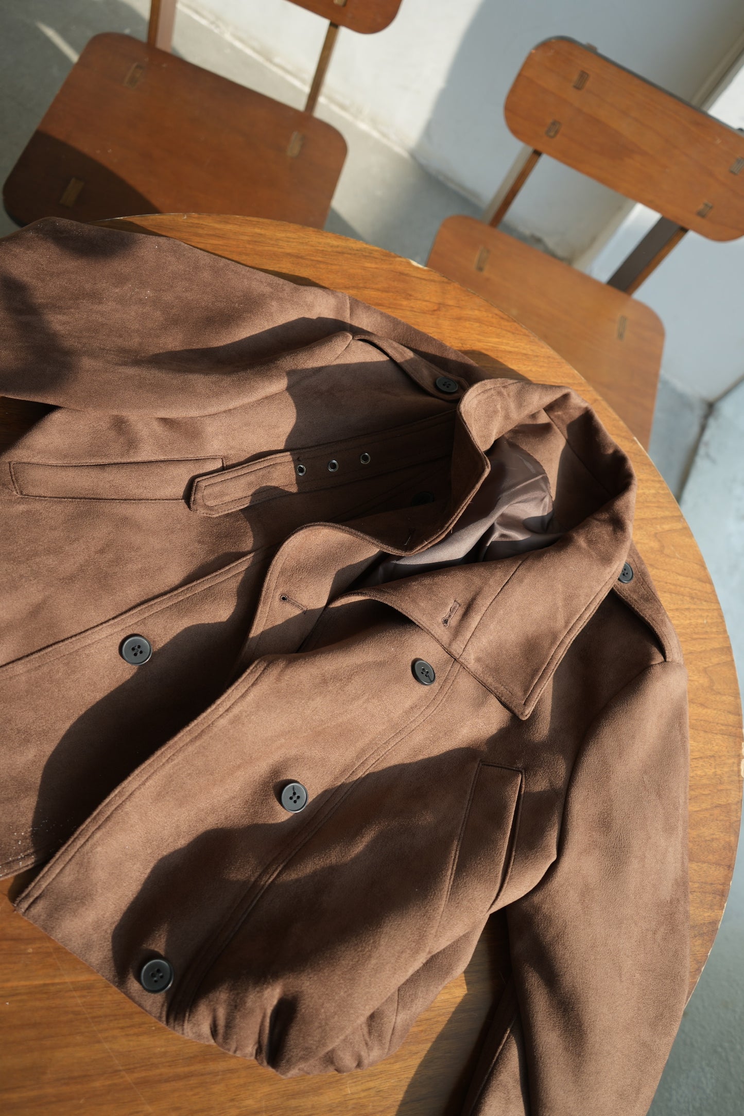 復古棕巧克力麂皮絨外套