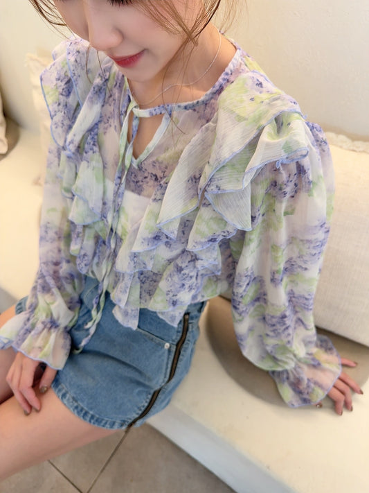 CU-薰衣草小透紗感上衣