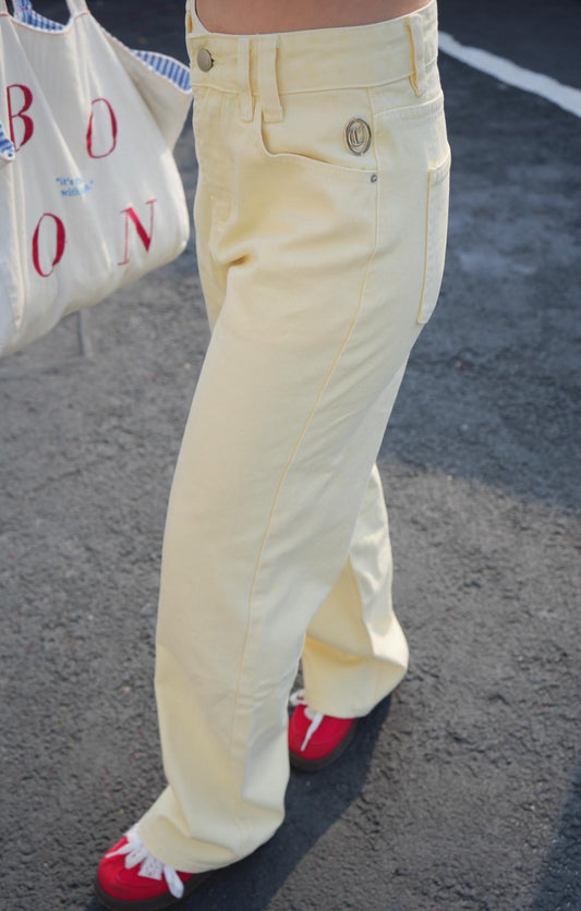 [CU JEANS春夏特別版] 多巴胺黃直腳牛仔褲