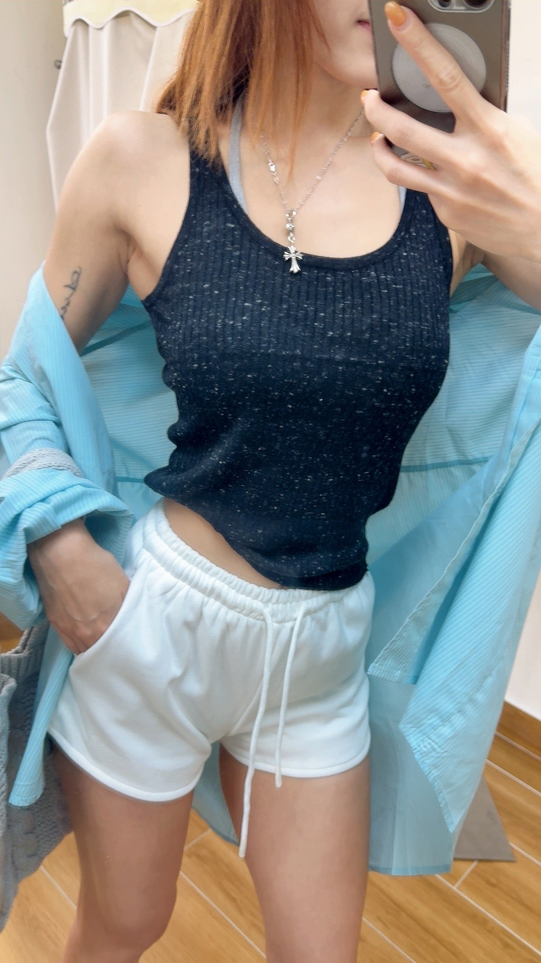CU-Ice cook knit tank top(grey/black)