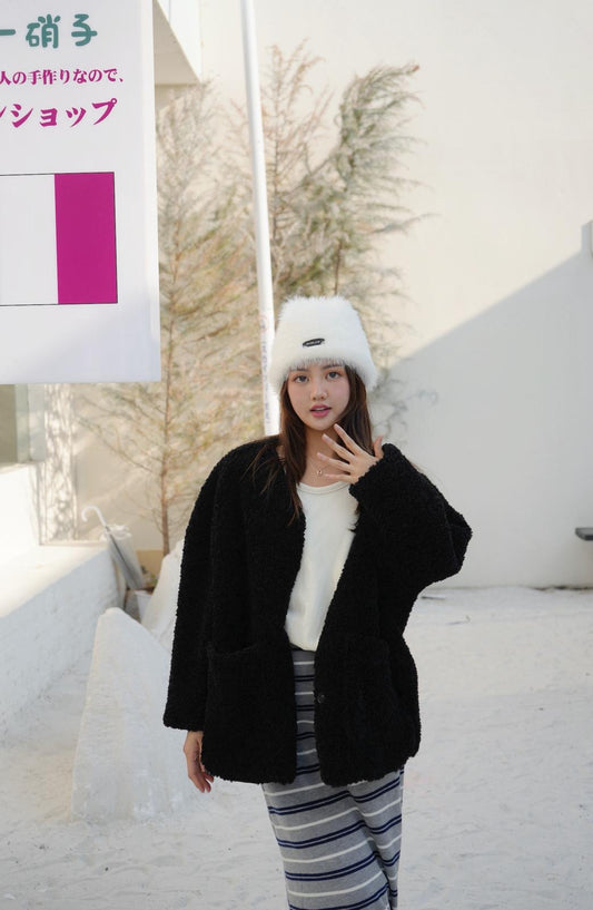 灰藍間條針織半身裙