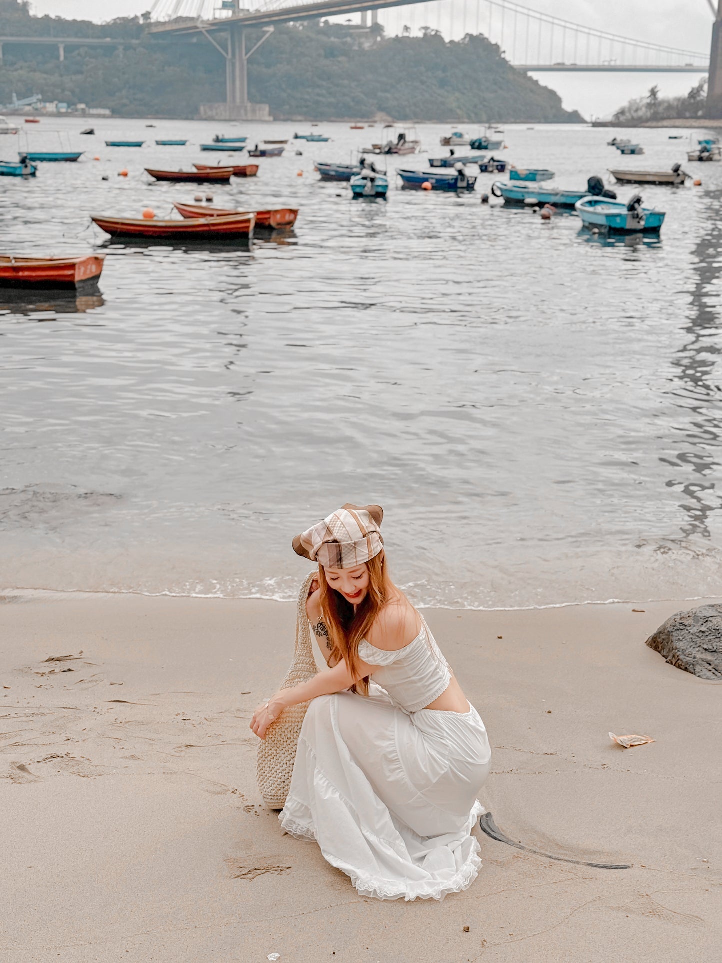 White blossoms set