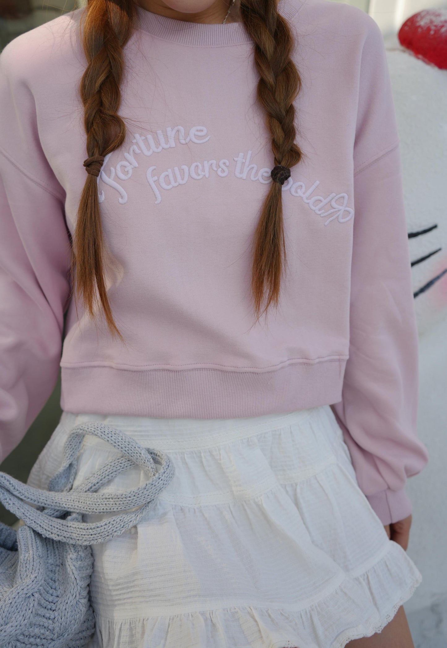 CU- 刺繡拼色street sweater