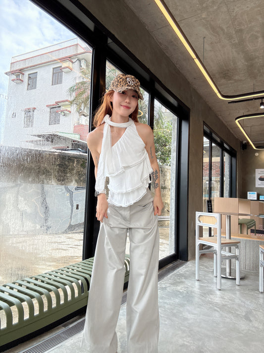 CU-伯爵茶灰直筒cargo pants (free size)