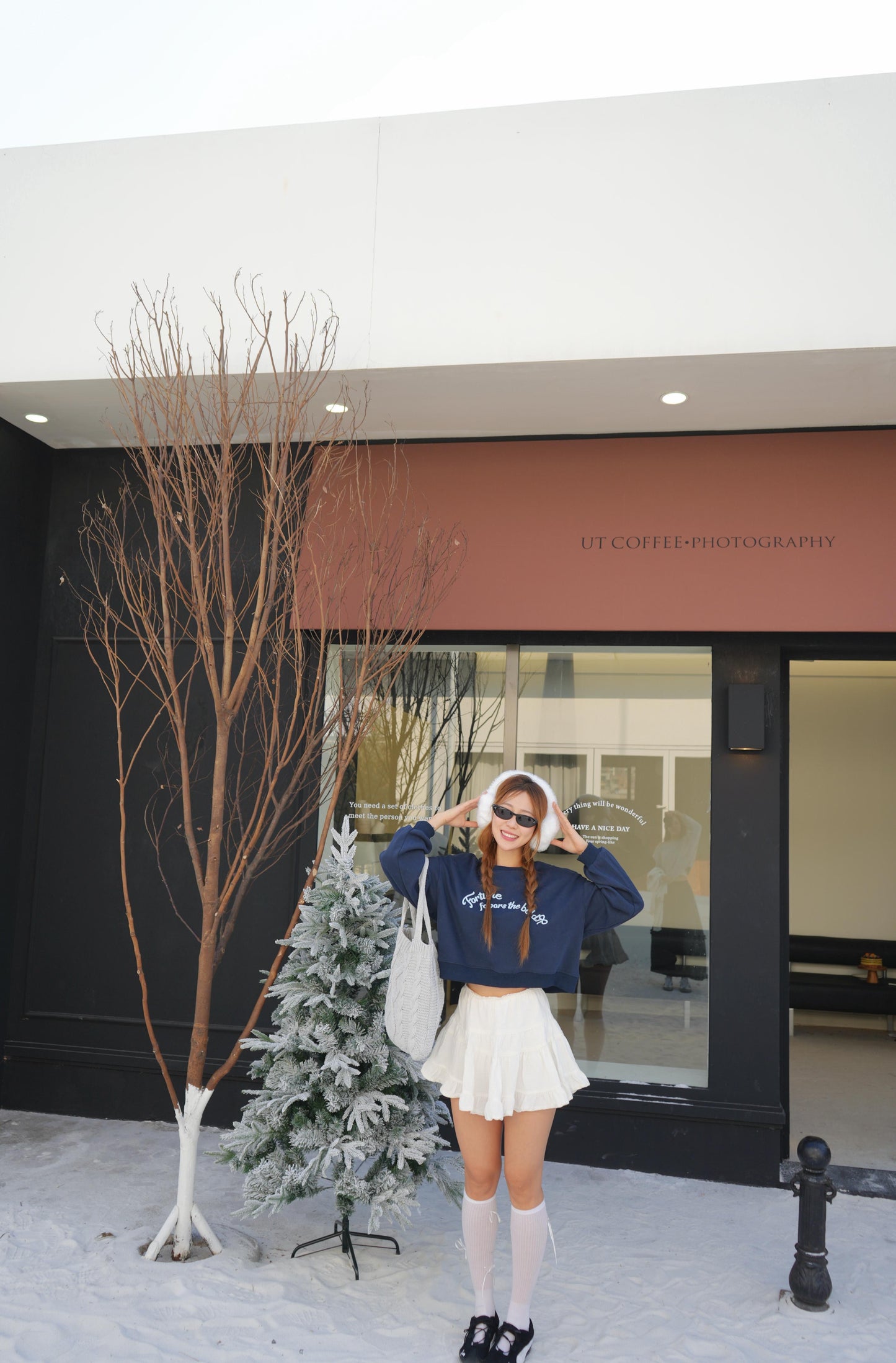 CU- 刺繡拼色street sweater