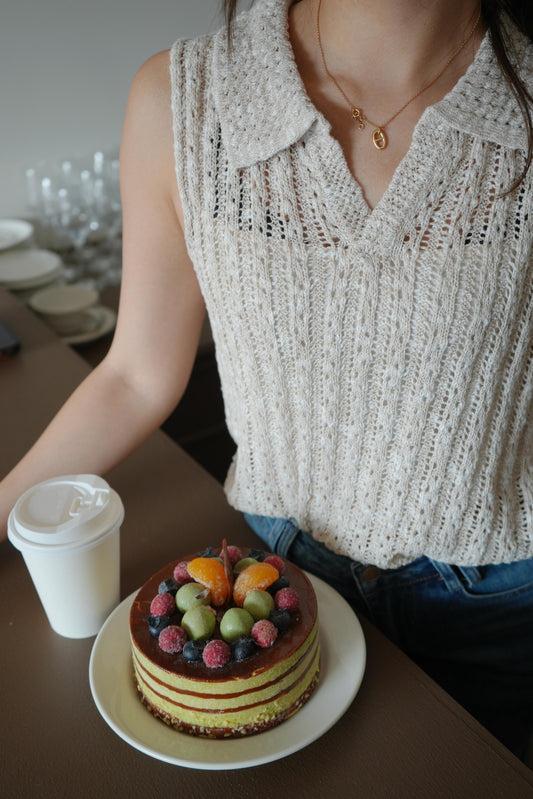 CU-極致Clean針織背心（杏/粉藍）