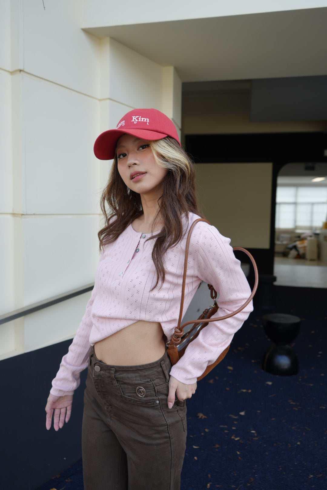 【Soft Chic】法式復古镂空圓領排扣針織上衣