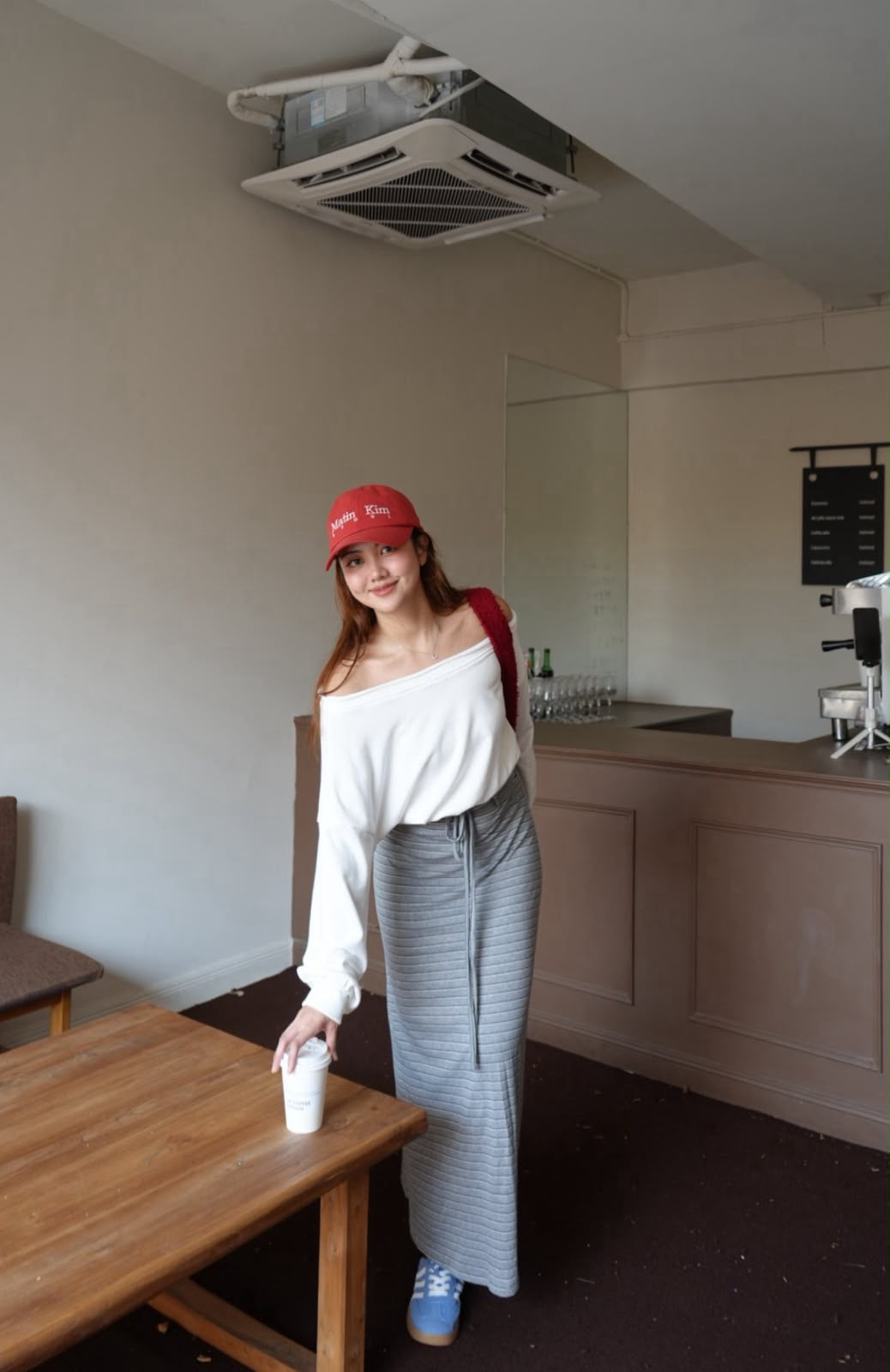 【Off-Shoulder Chic】極簡落肩收腰層次感長袖衛衣