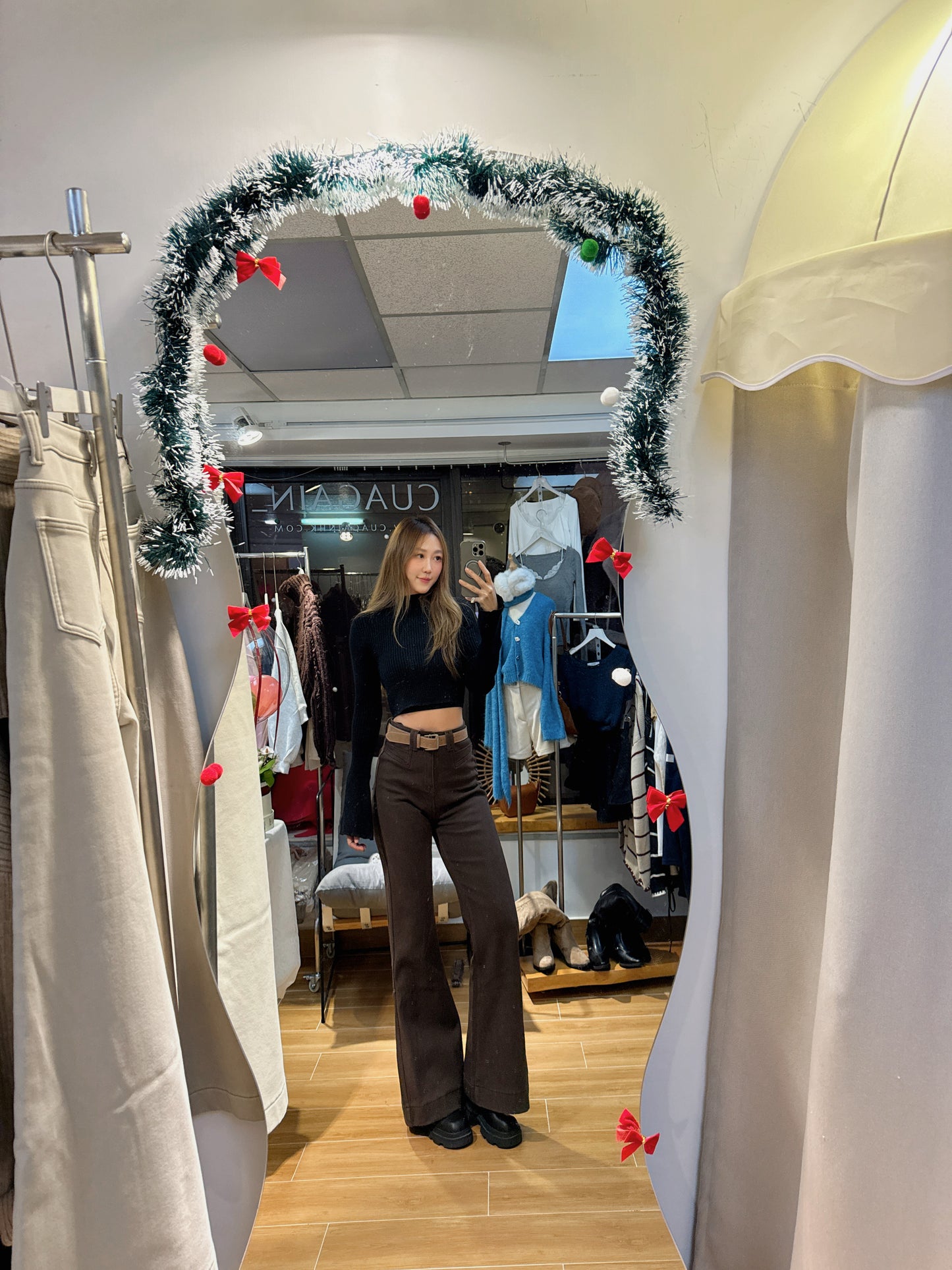 CU-復古棕啡喇叭褲（S/M/L）