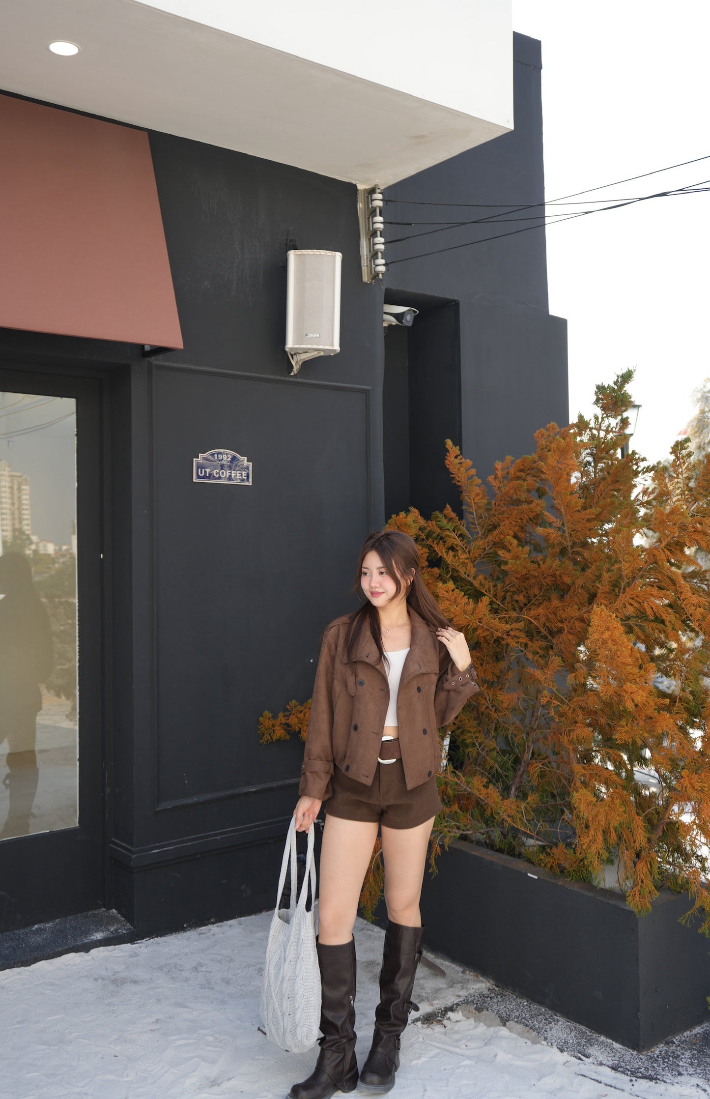 復古棕巧克力麂皮絨外套