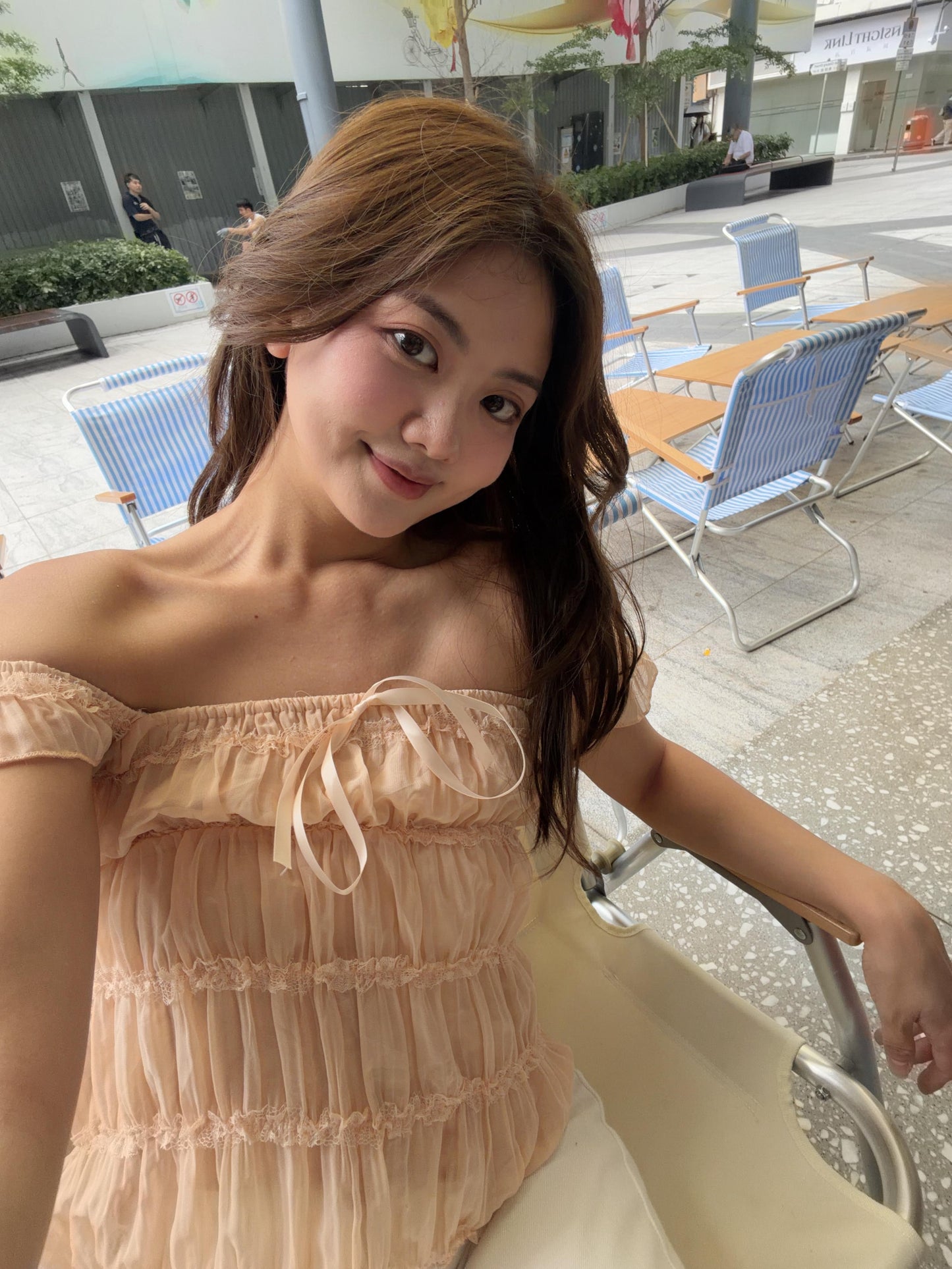 CU-Daisy top(橘子色/米白色）
