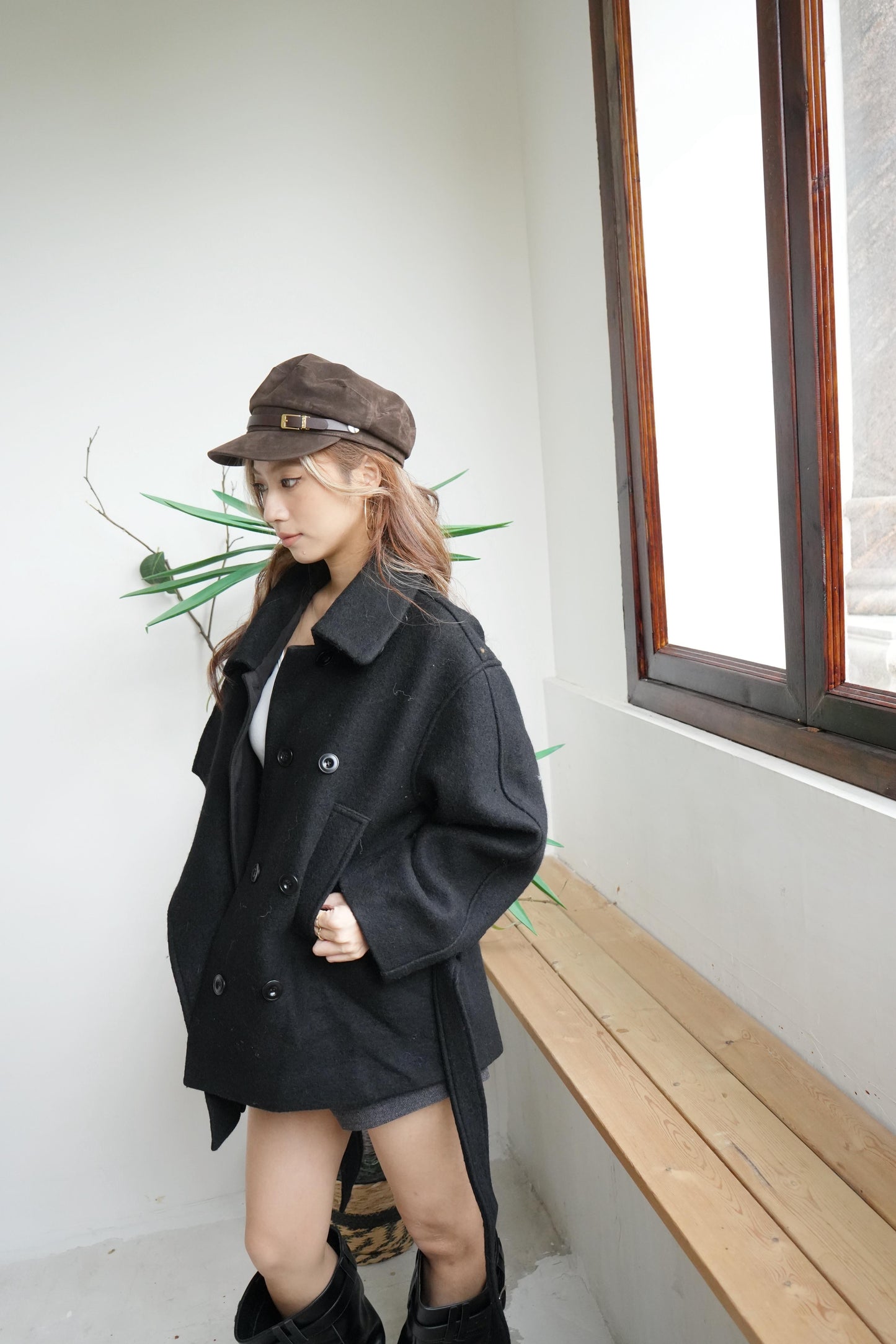 CU- 高級羊絨毛中長大褸