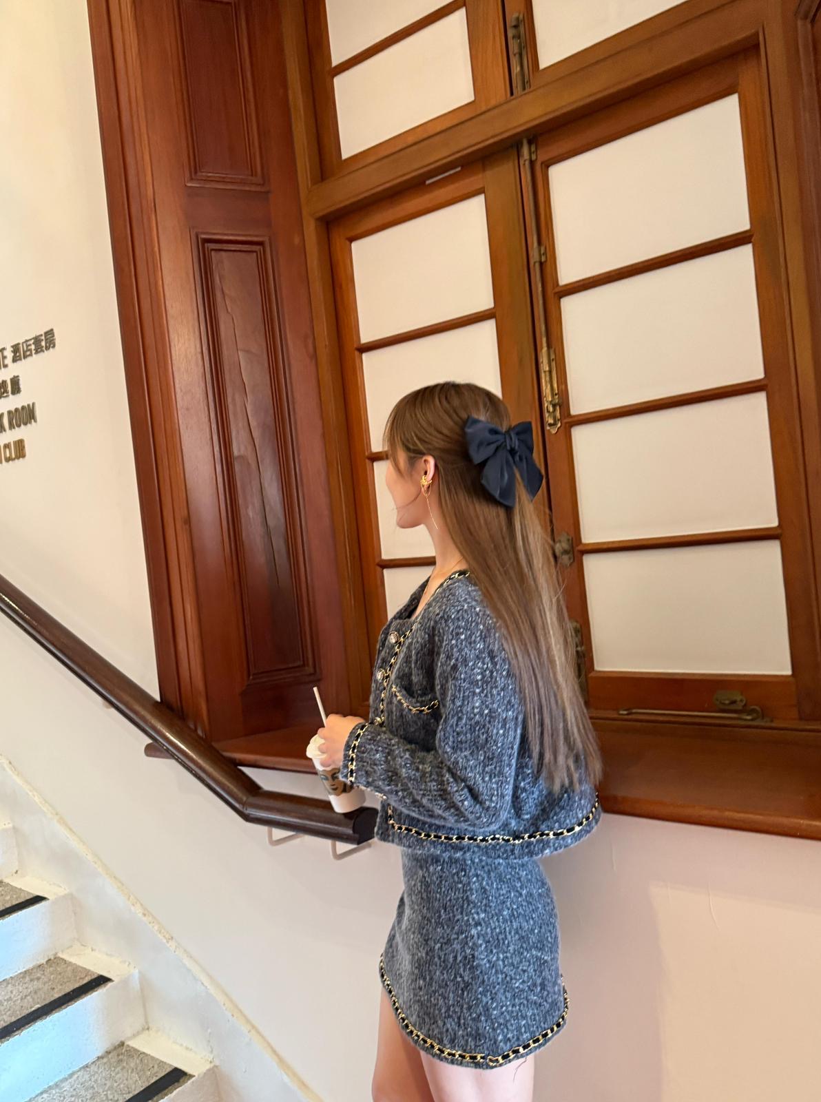 CU- 碳灰Tweed羊絨外套+半裙set