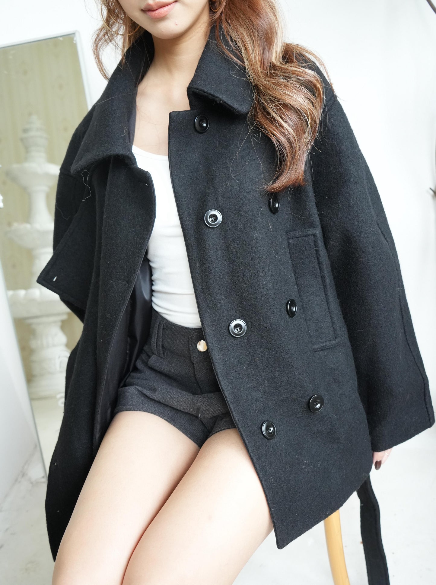 CU- 高級羊絨毛中長大褸