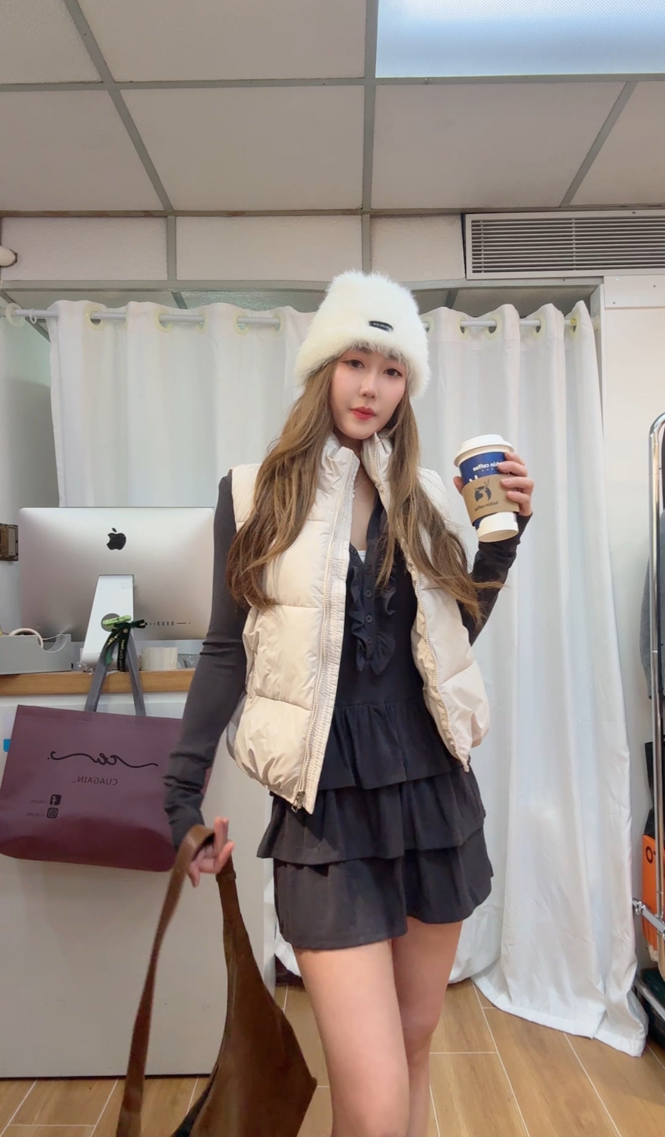 米白背心棉馬甲