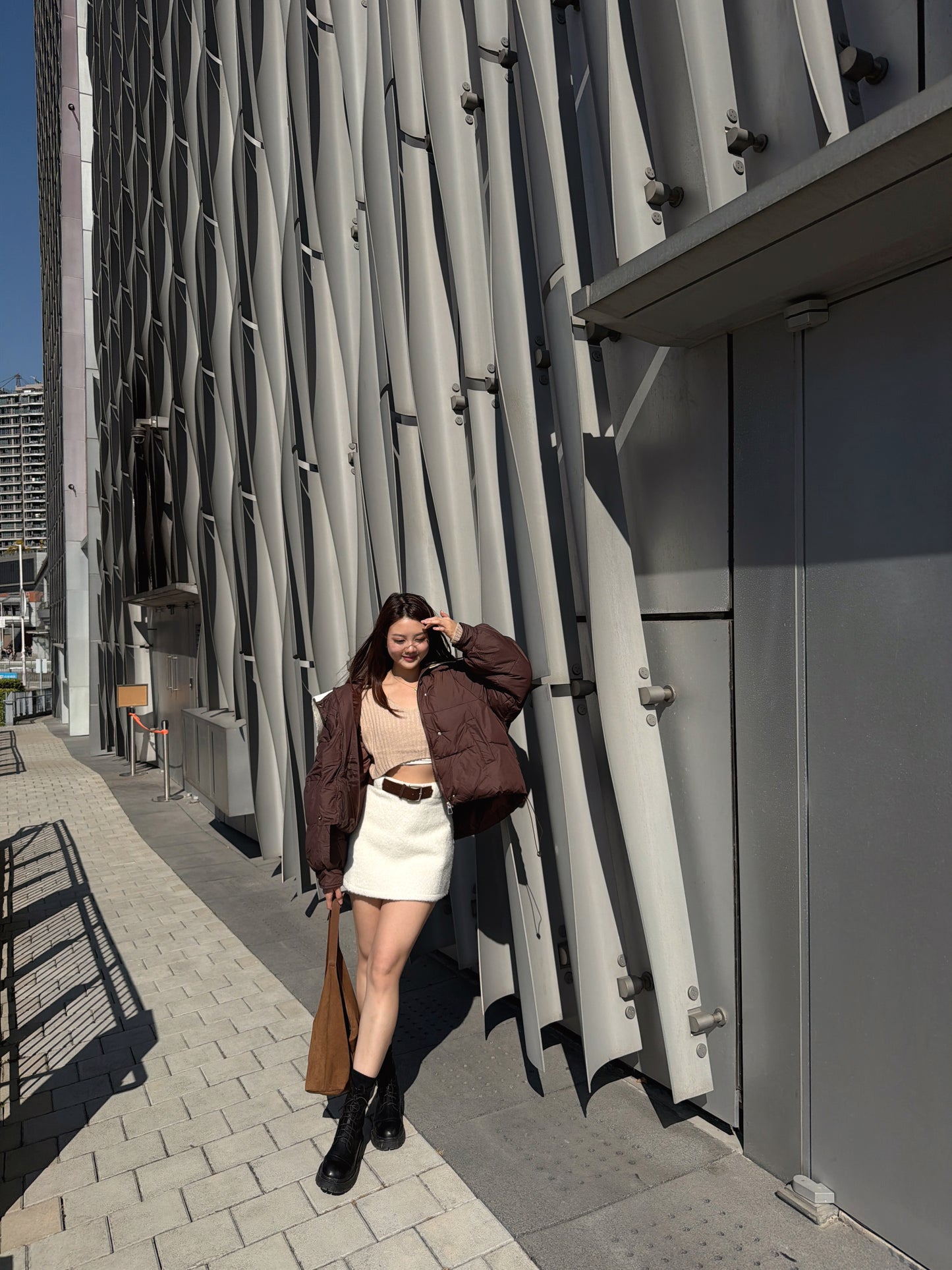 朱古力啡披肩領外套