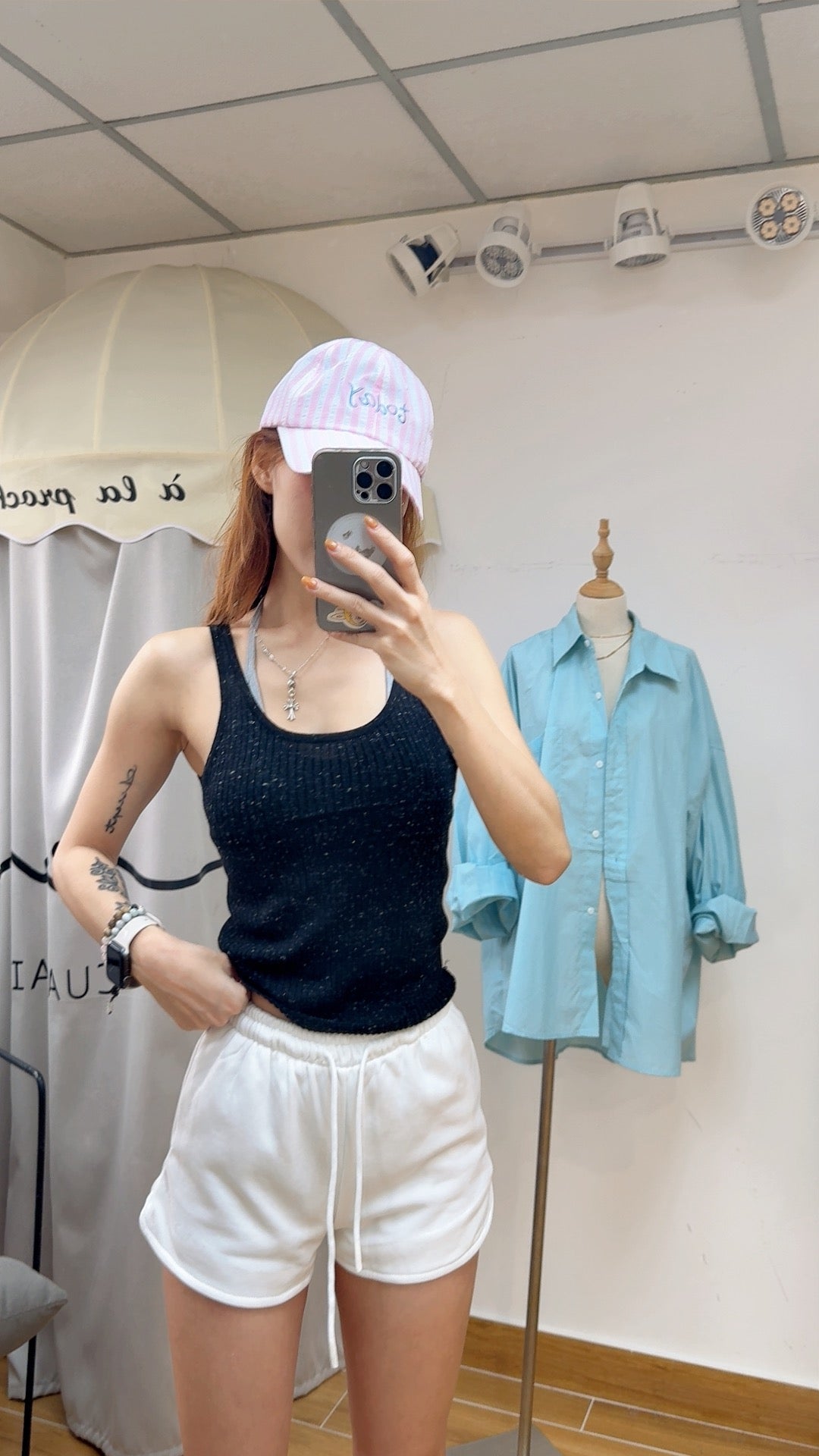 CU-Ice cook knit tank top(grey/black)
