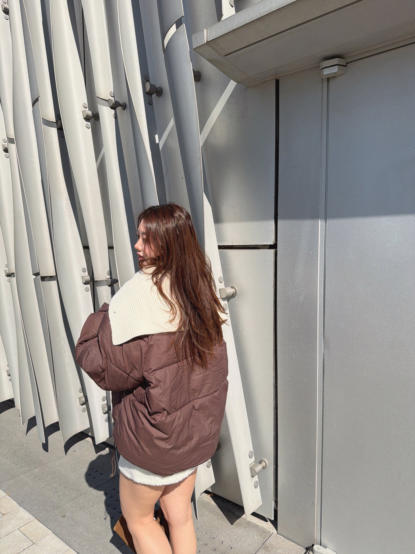 朱古力啡披肩領外套