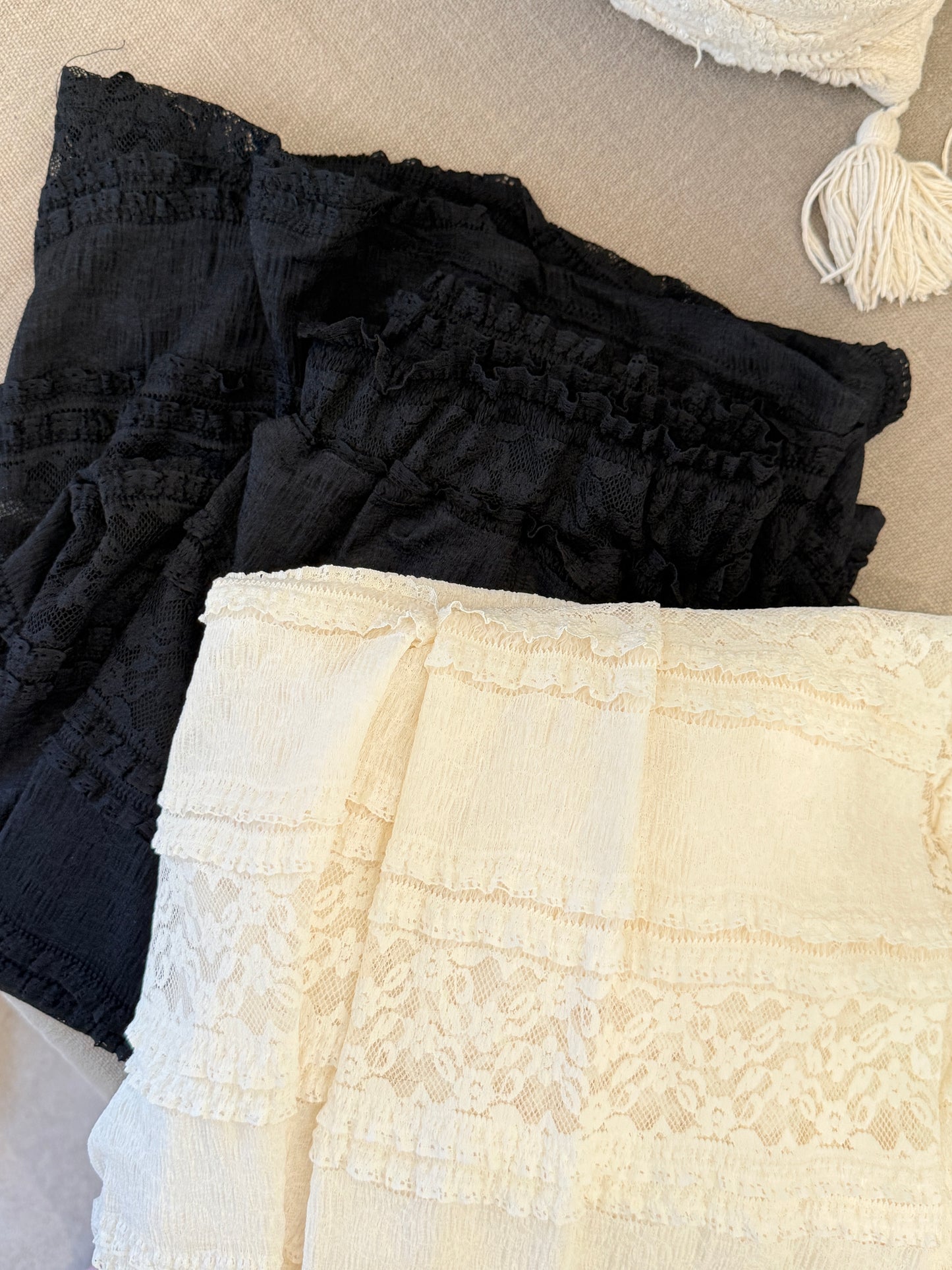 回歸款* lace tube top set (black/white)