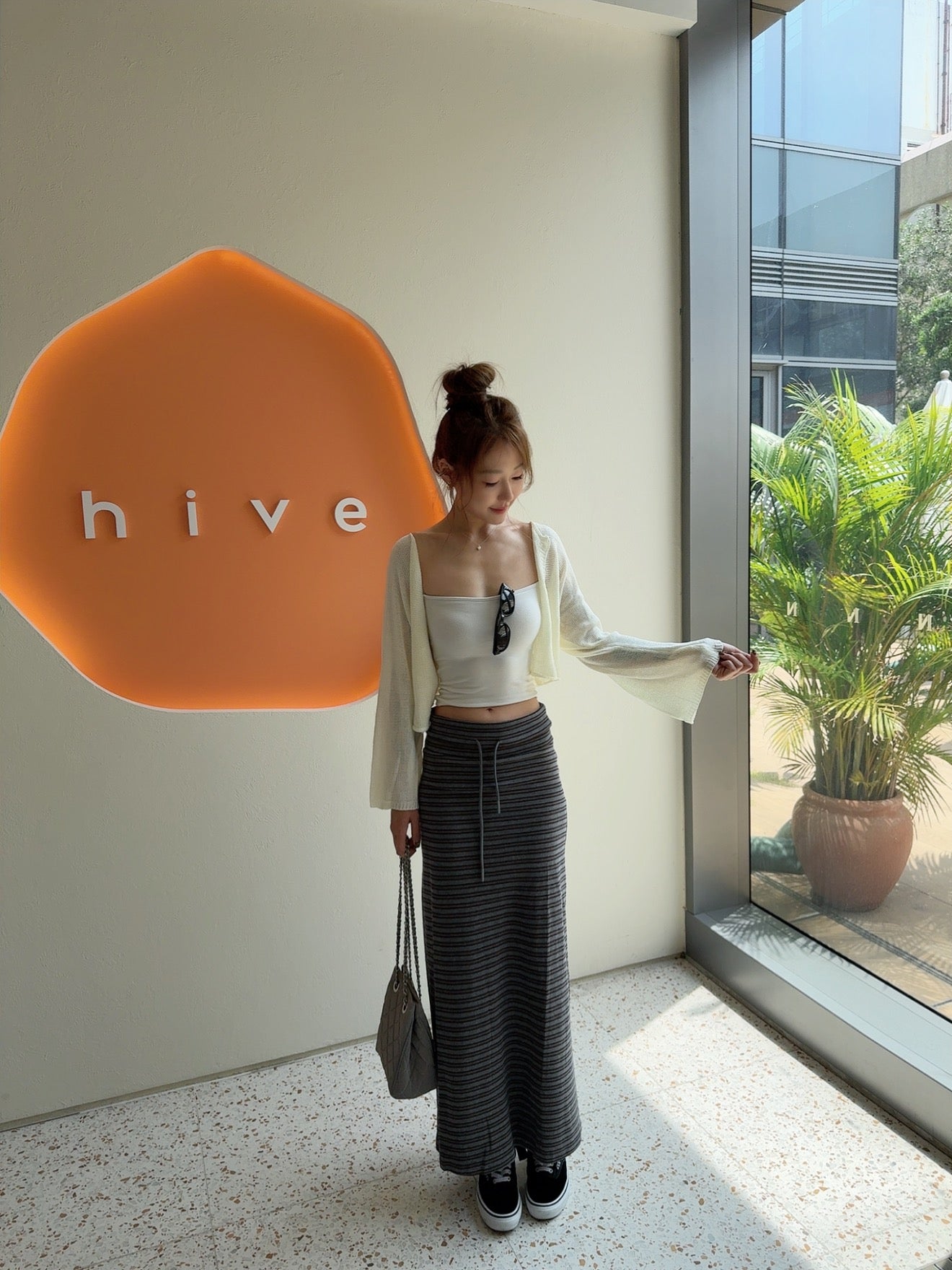 CU-冰感針織喇叭袖短身外套