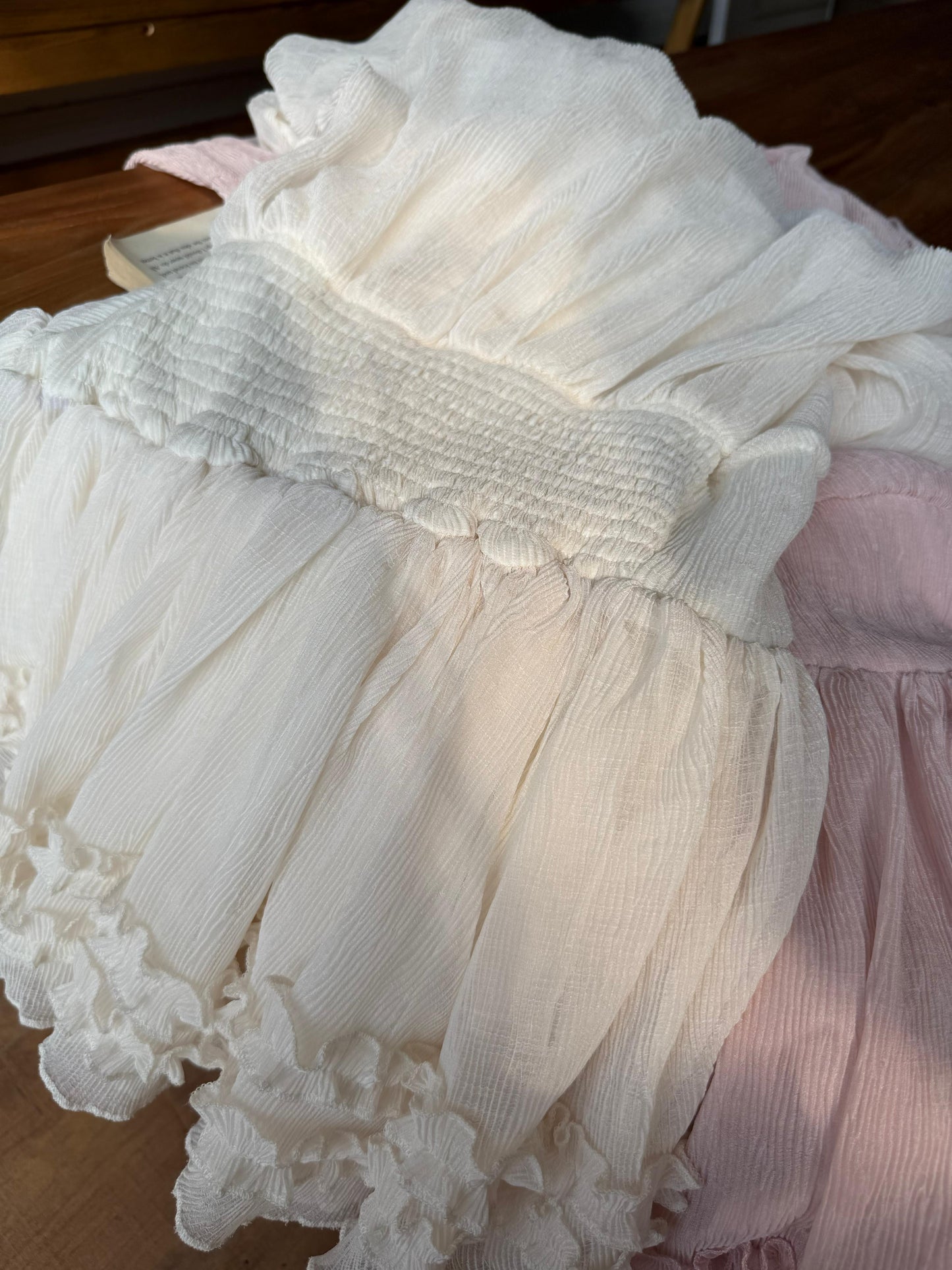 CU推薦* 透紗V領蓬蓬連身裙（淺杏）