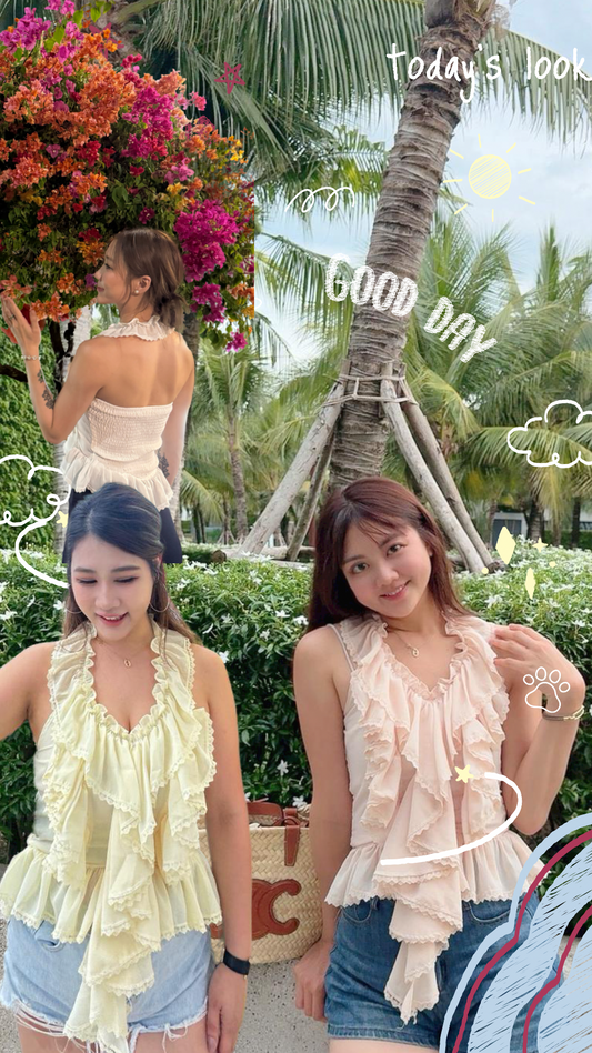 Reliy top (peach/yellow/white)