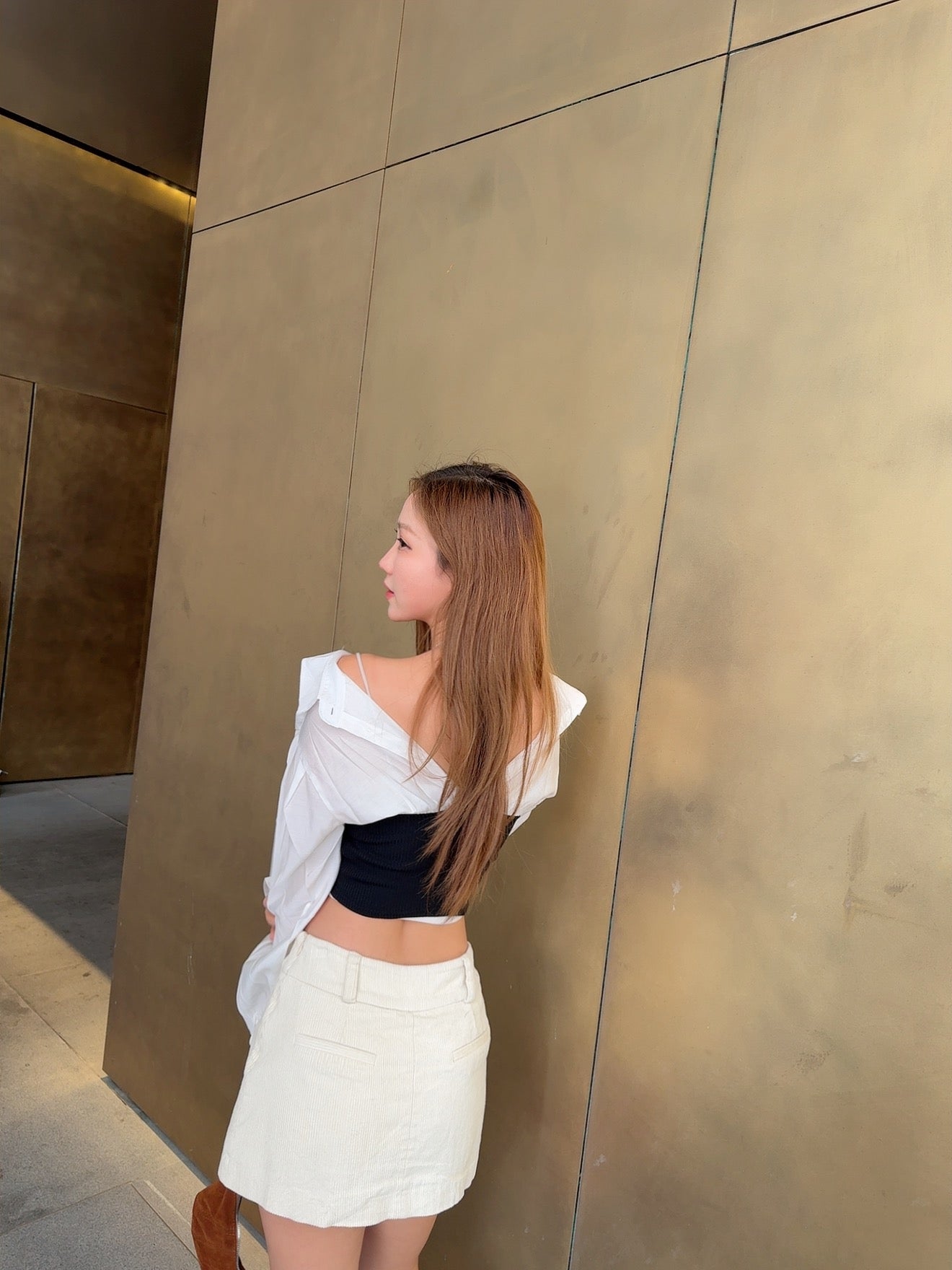 氣質小資女恤衫拼接上衣（啡/黑）