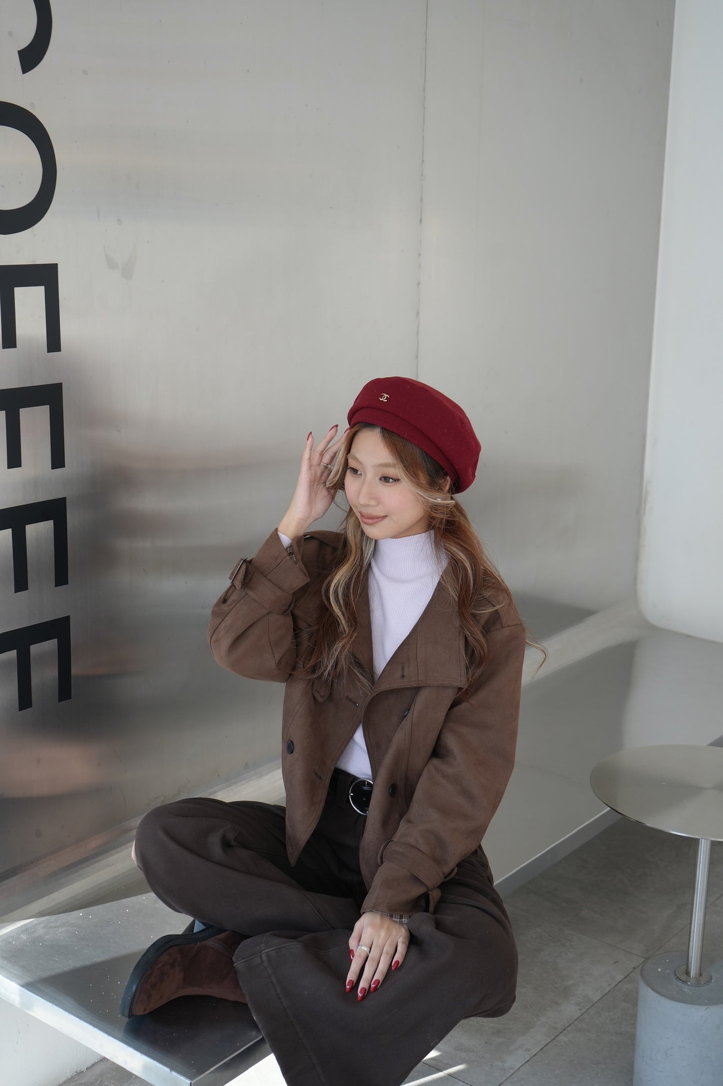 復古棕巧克力麂皮絨外套