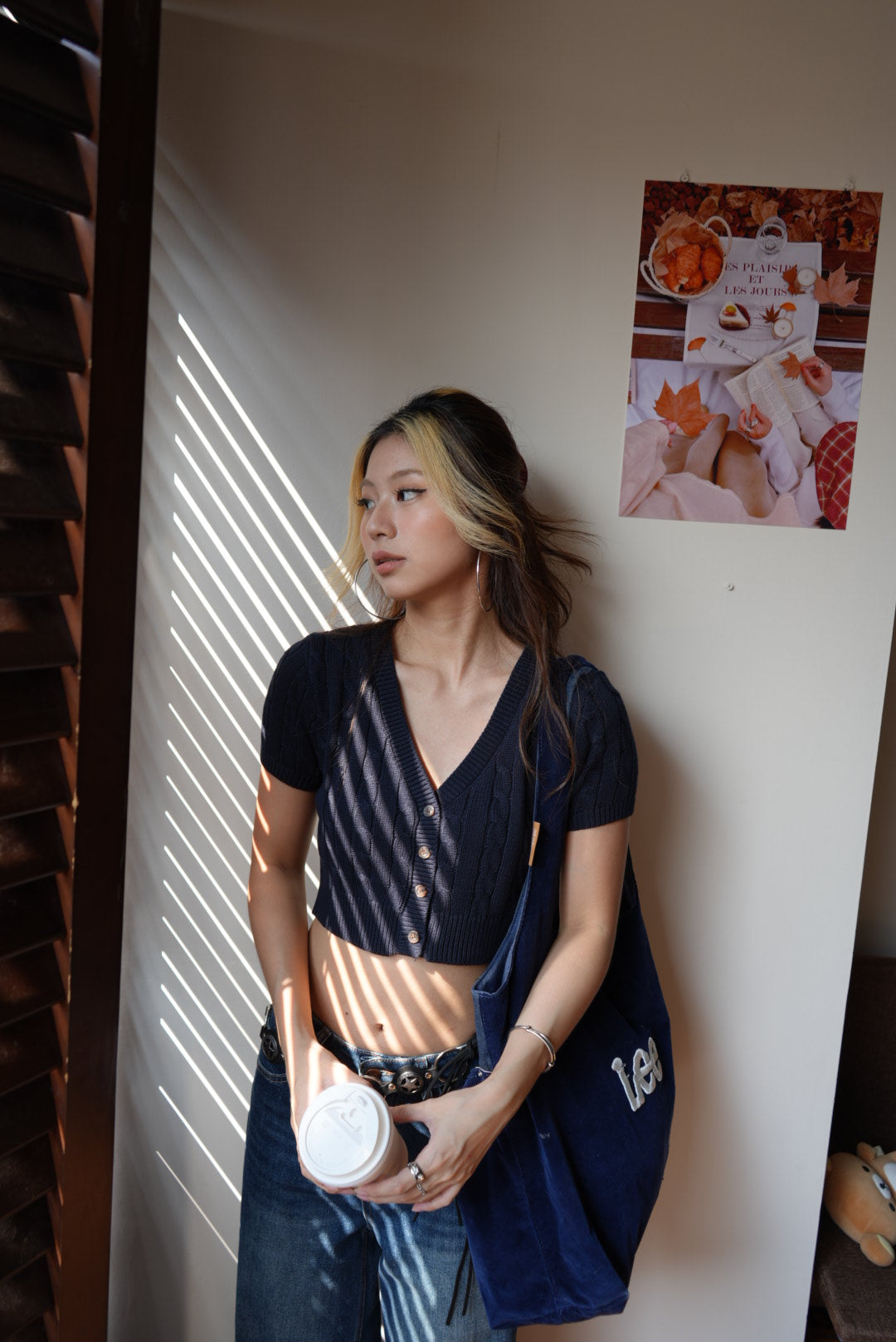 【Seoul Chic】修身顯瘦大 V 領麻花短袖開衫