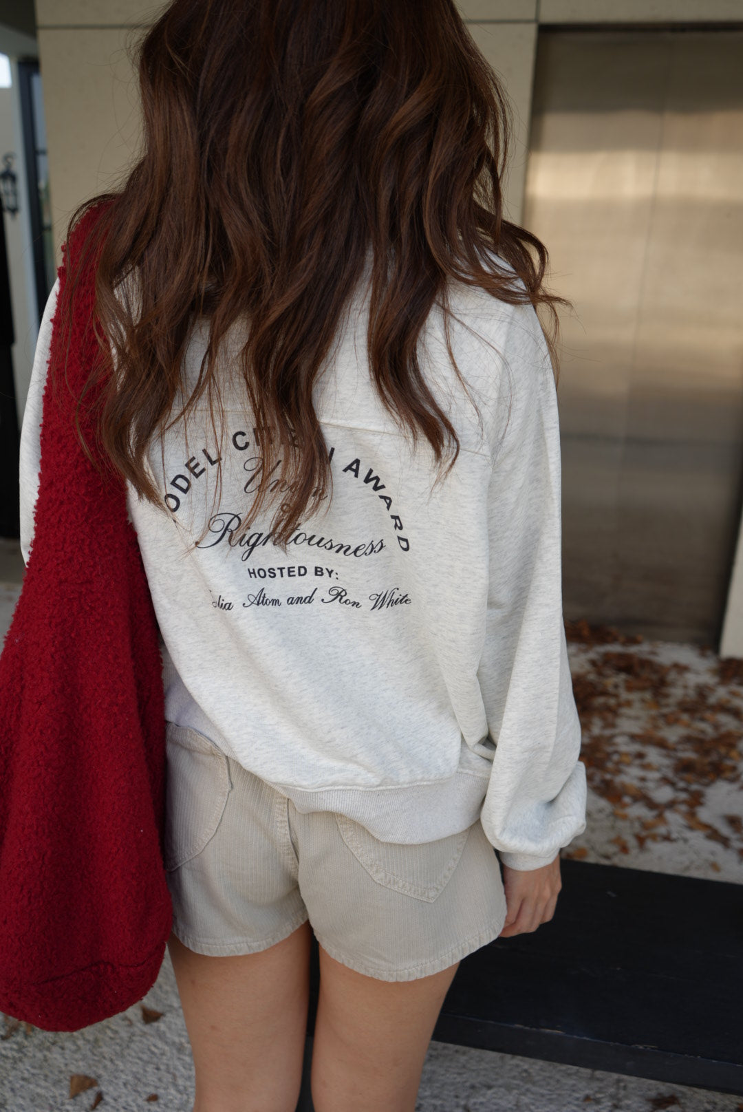 【Vintage Vibe】後背大字母刺繡拉繩翻領衛衣