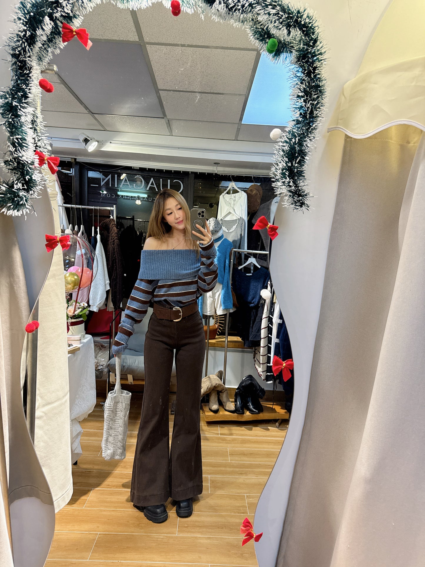 CU-復古棕啡喇叭褲（S/M/L）