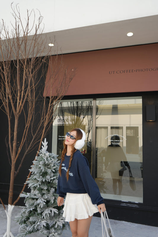 CU- 刺繡拼色street sweater