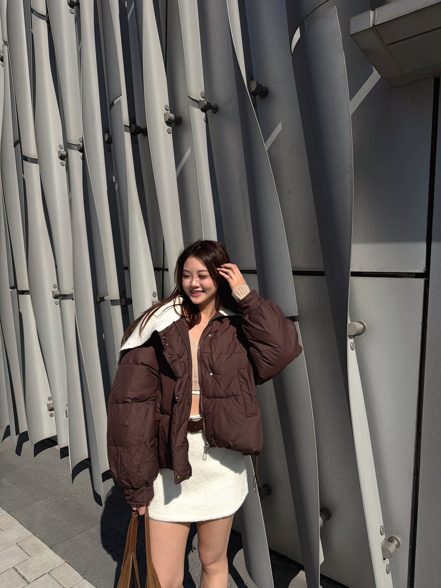 朱古力啡披肩領外套