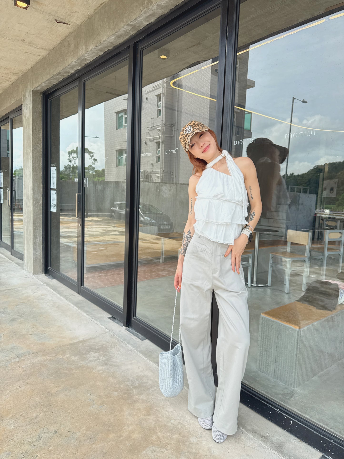 CU-伯爵茶灰直筒cargo pants (free size)